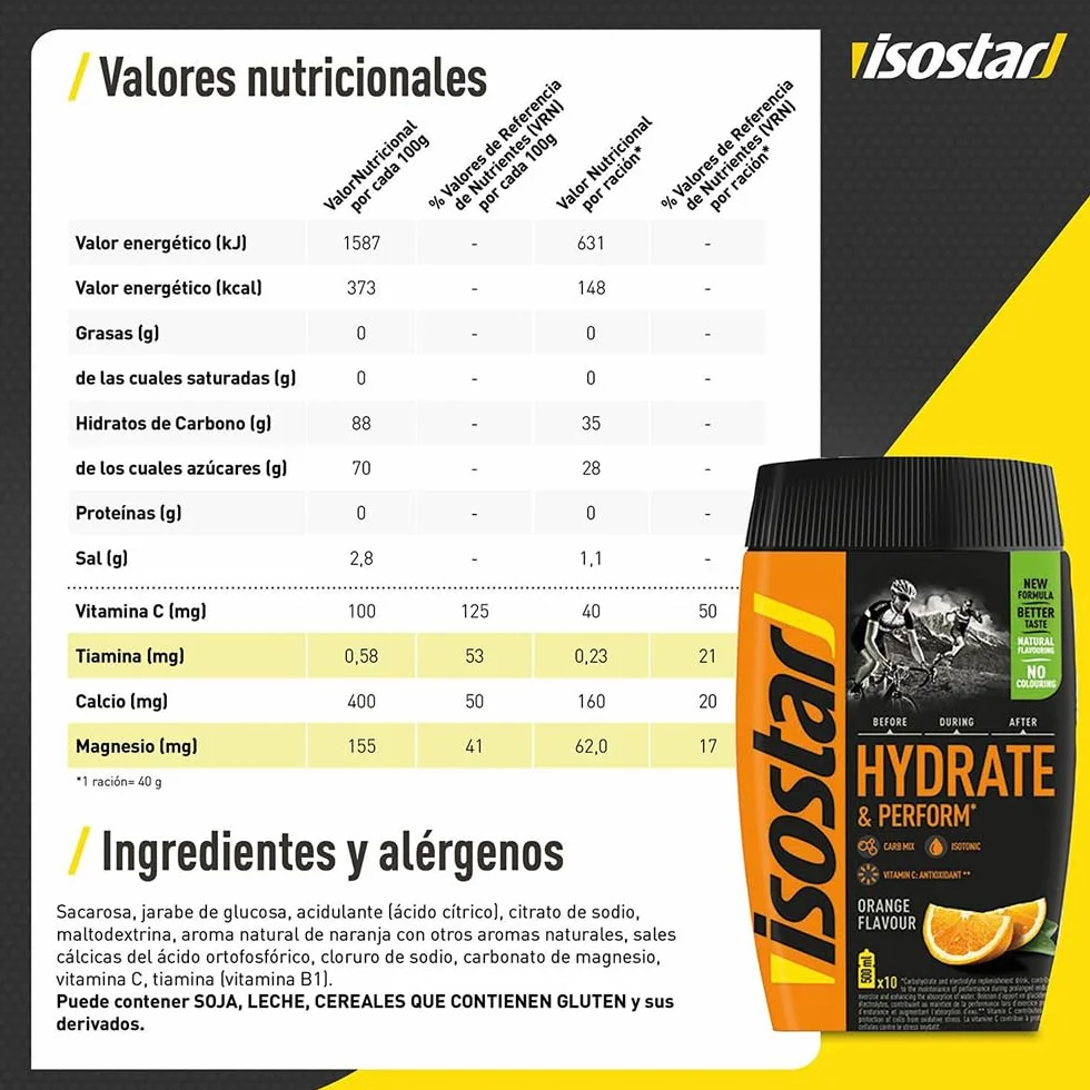ISOSTAR SABOR NARANJA Hydrate & Perform Powertabs Isotónico 120 g