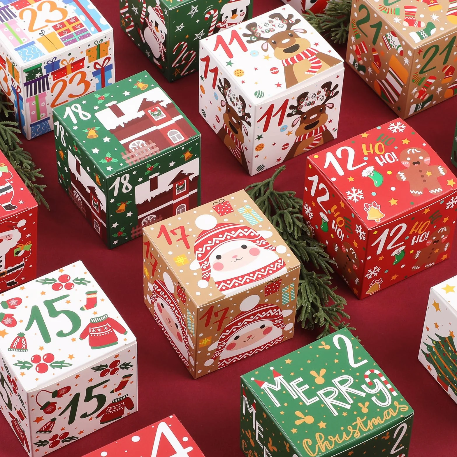 KIKISML Calendario de Adviento 2024 24 Piezas Cajas de Cuenta Regresiva Navidad