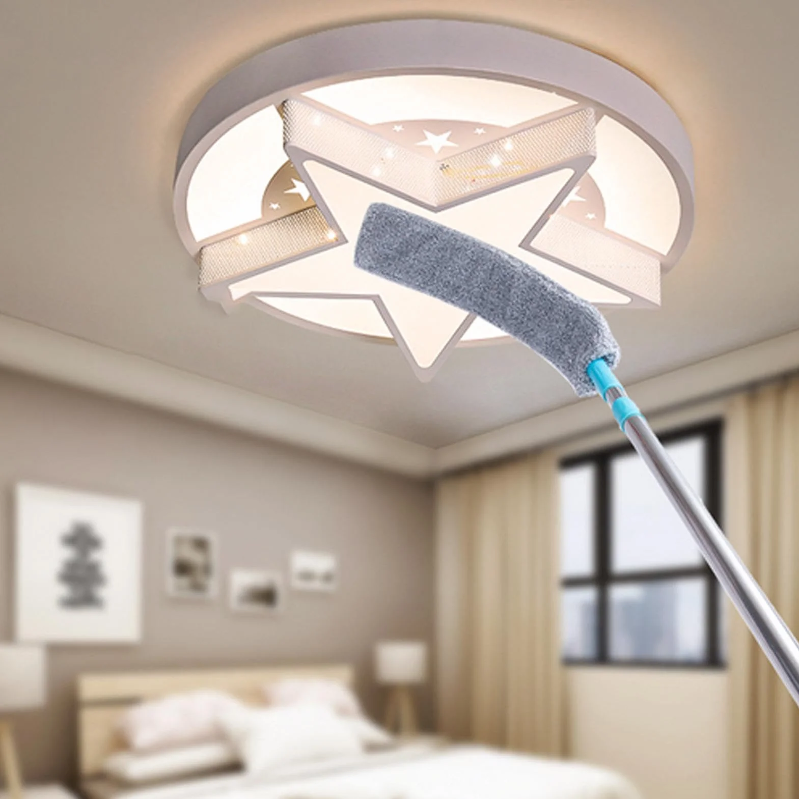 Bajo Electrodomésticos, Plumero Palmera, 130 Cm Cepillo para Polvo Limpiador Plano Retráctil con Mango Largo, Plumero Atrapapolvo Microfibra para Debajo De Muebles Sofá Cama Muebles Parte Infe