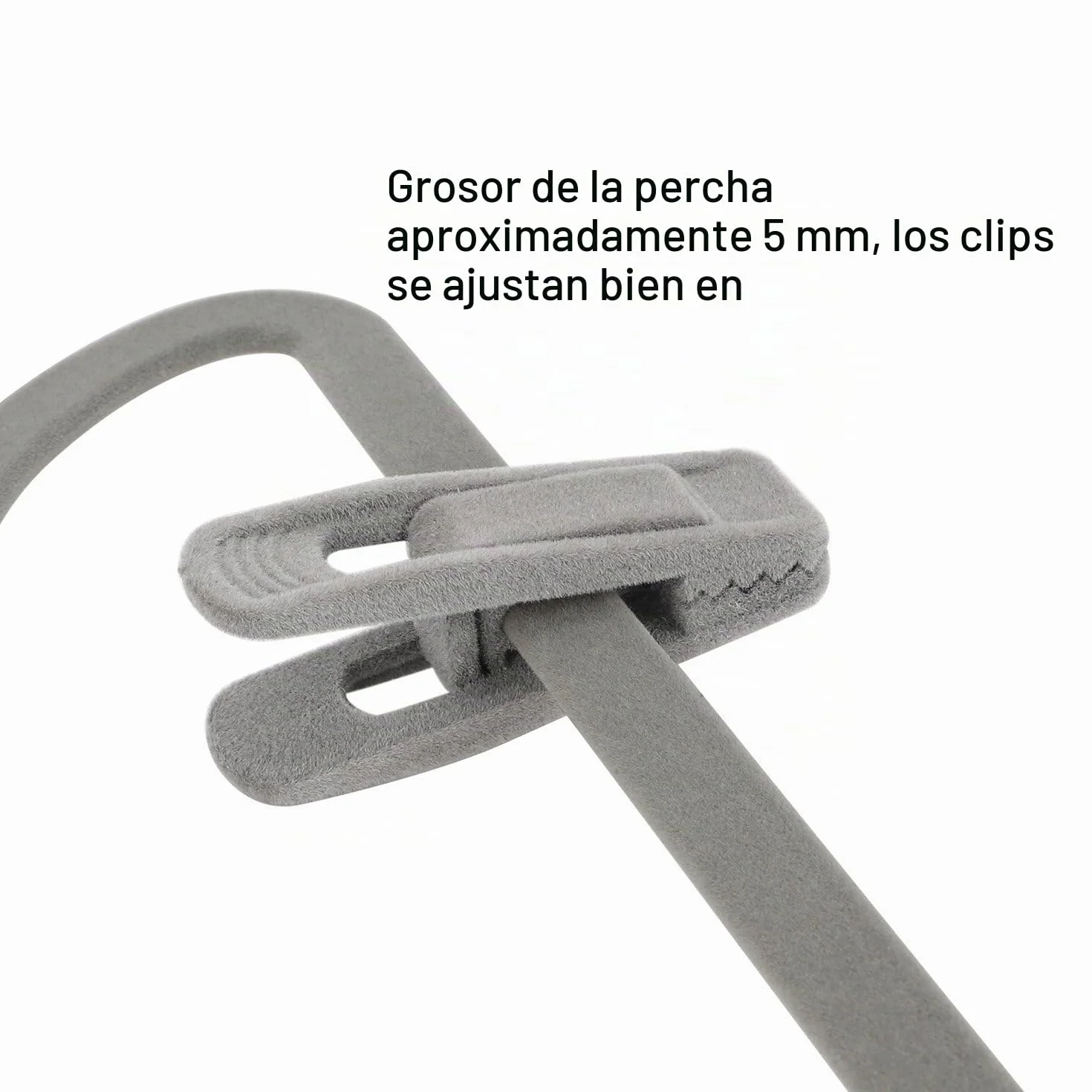 Perchas Pinzas de Terciopelo Gris, 20 Piezas