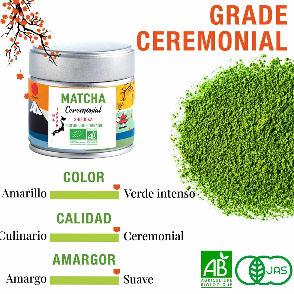Té Matcha Ceremonial Ecológico Bio Japonés Shizuoka 30g Polvo Verde Matcha Tea