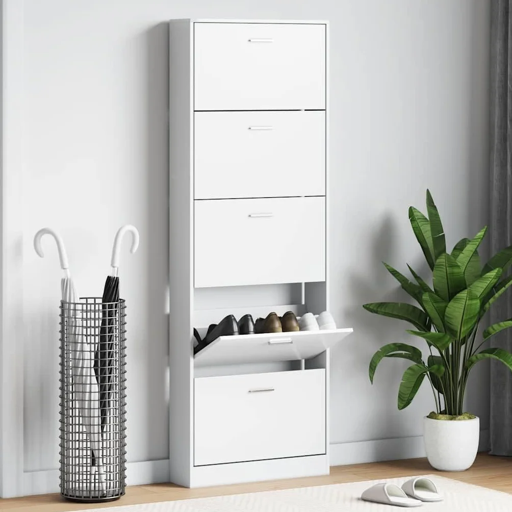 vidaXL Zapatero de Madera Blanco 5 Compartimentos Mueble Almacenaje de Zapato