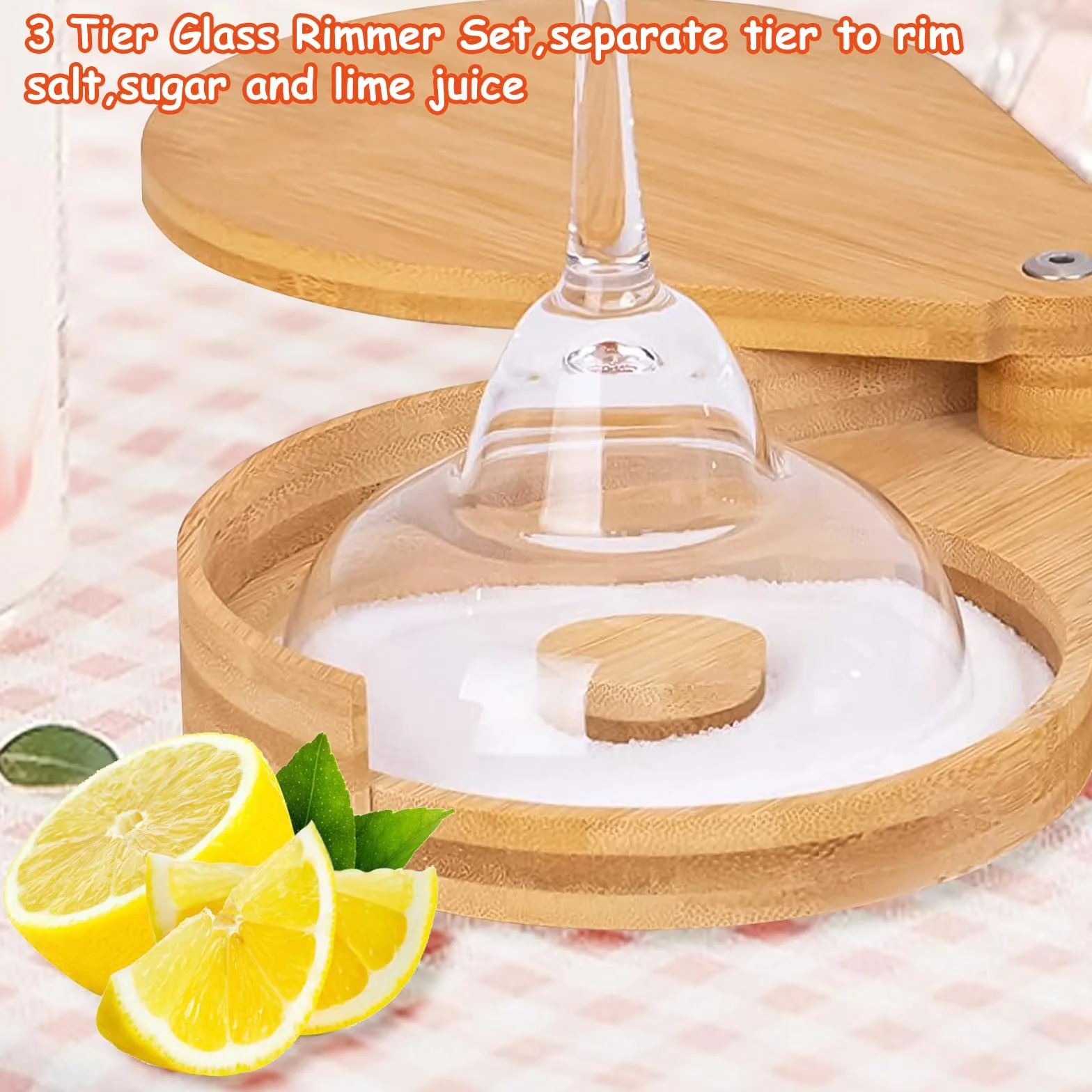 Margarita Salt Rimmer, Borde de Cristal de 3 Niveles, Borde de Cóctel para Fiesta de Bar, Borde de Azúcar y Sal de Margarita, Barman Barra de Herramientas, Recipiente de Especias Caja de Sal de Lima