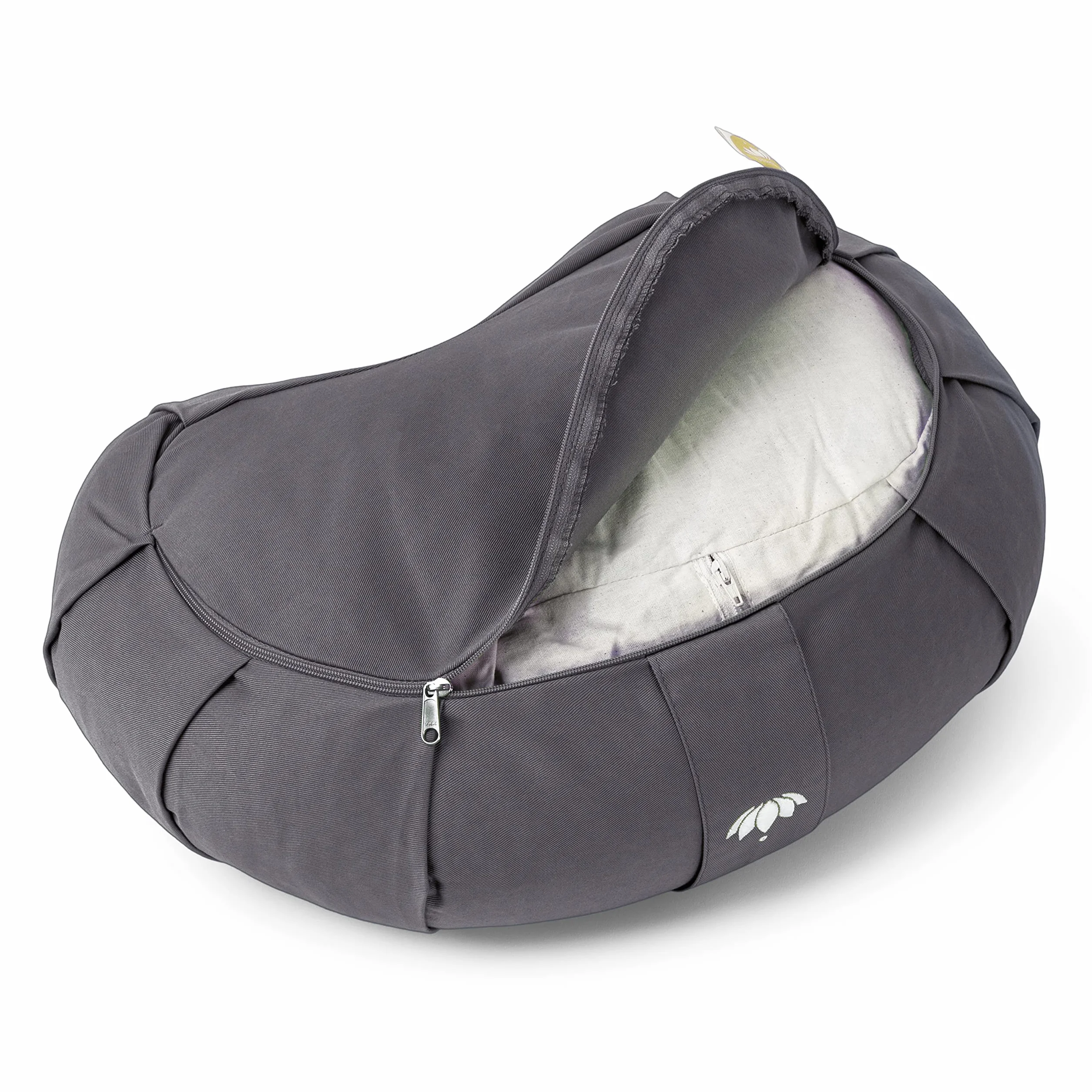 Lotuscrafts Cojin de Meditación Zafu Media Luna 15 cm Relleno Espelta Algodón Lavable Certificado GOTS