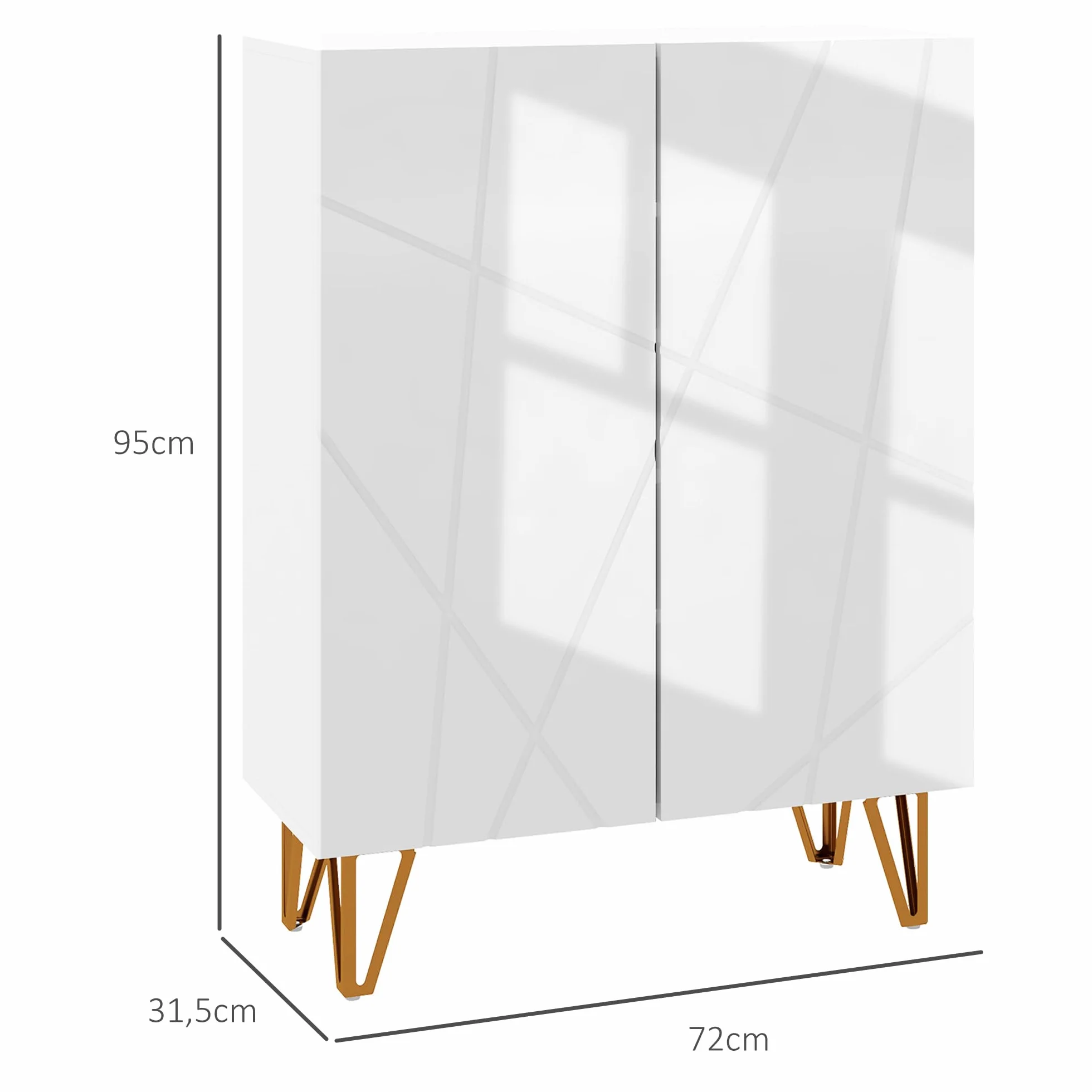 HOMCOM Mueble Zapatero Moderno de Entrada para Recibidor con Estantes Ajustables y Cierre Suave 15-20 Pares de Zapatos para Pasillo 72x31,5x95 cm Blanco Brillo