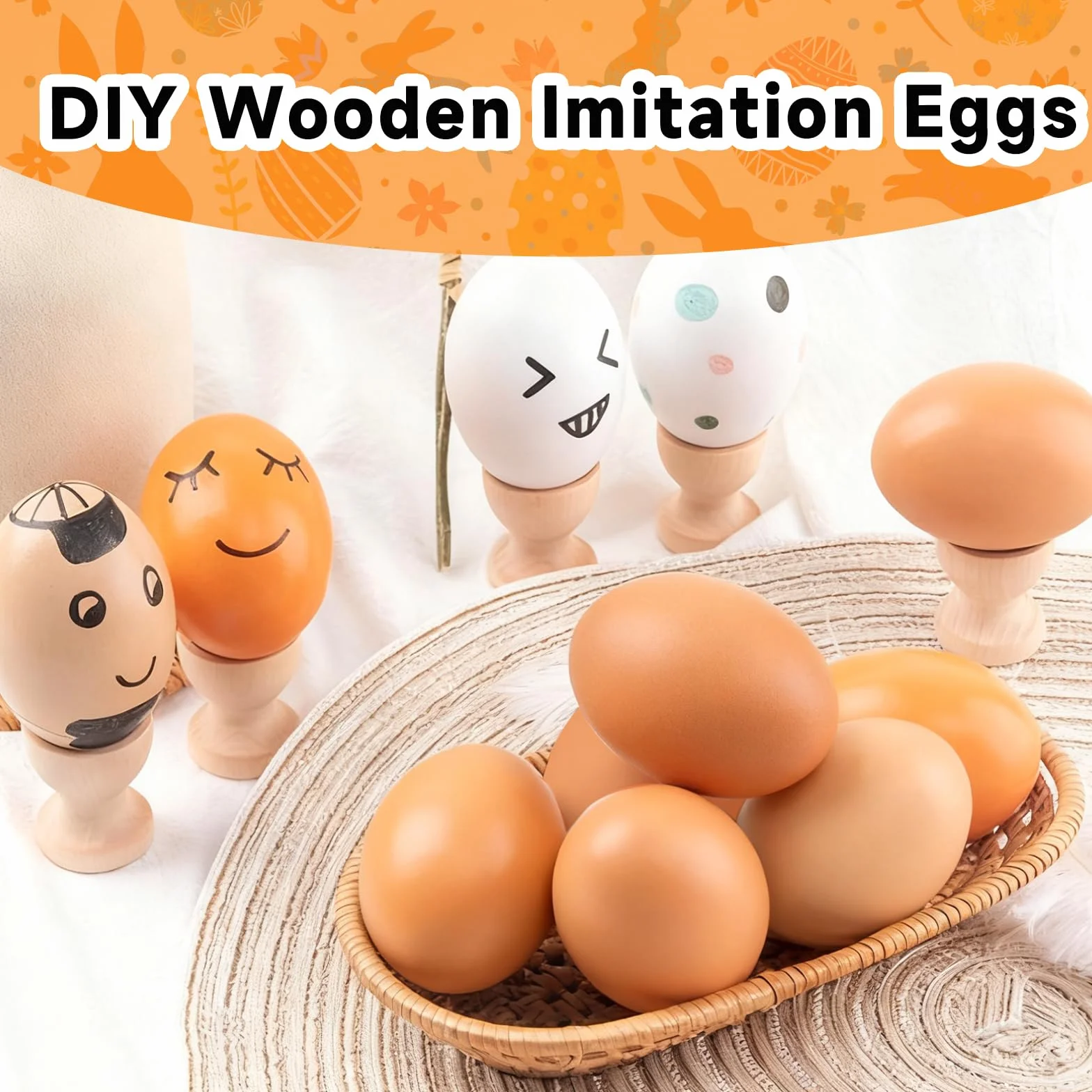 Huevos de Madera Artificiales para Gallinas, 8 Unidades, Ayuda para Ponedoras, Accesorios para Nidos