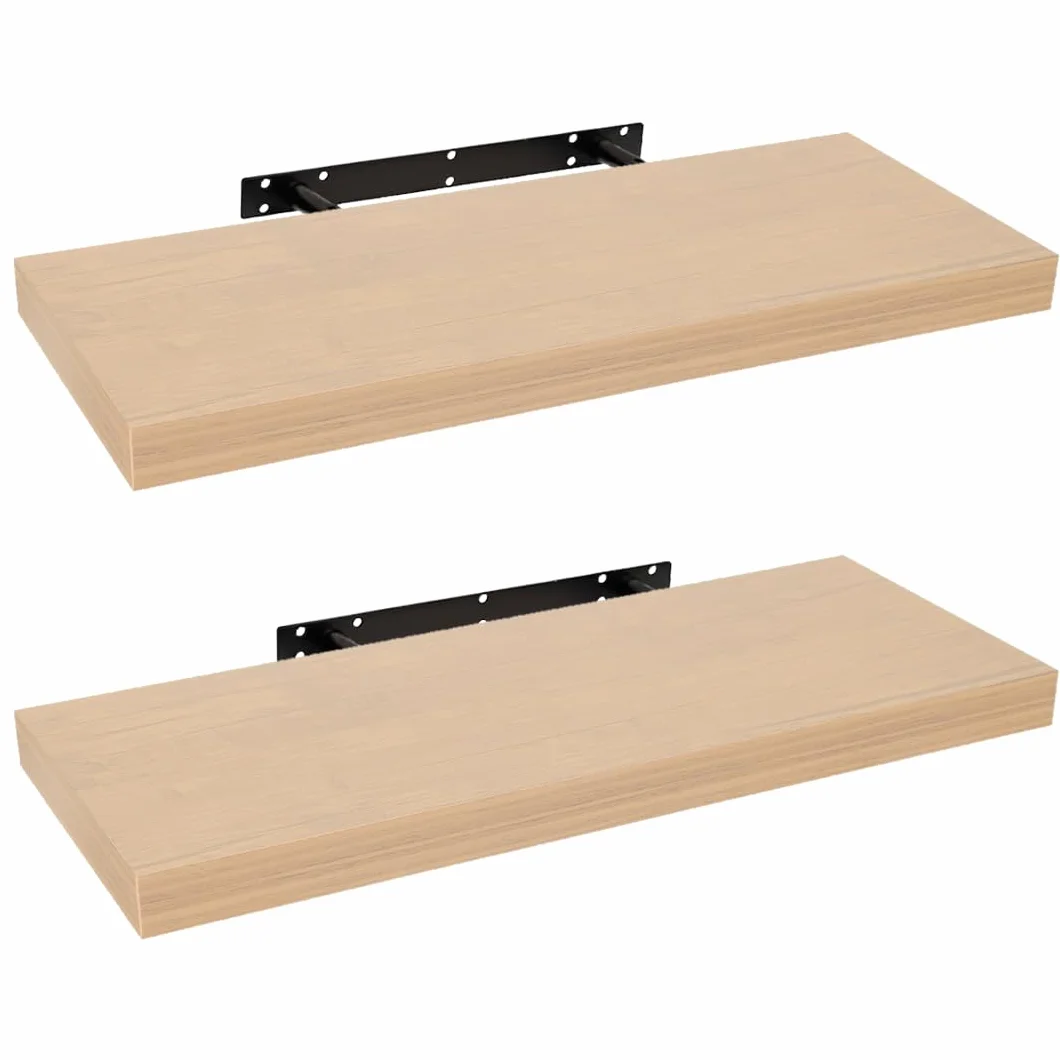 HERSIG - Pack de 2 Estantes de Pared Flotantes Roble Baldas para Baño o Dormitorio Fijación Oculta y Resistente de hasta 10 kg - 80x23,5 cm