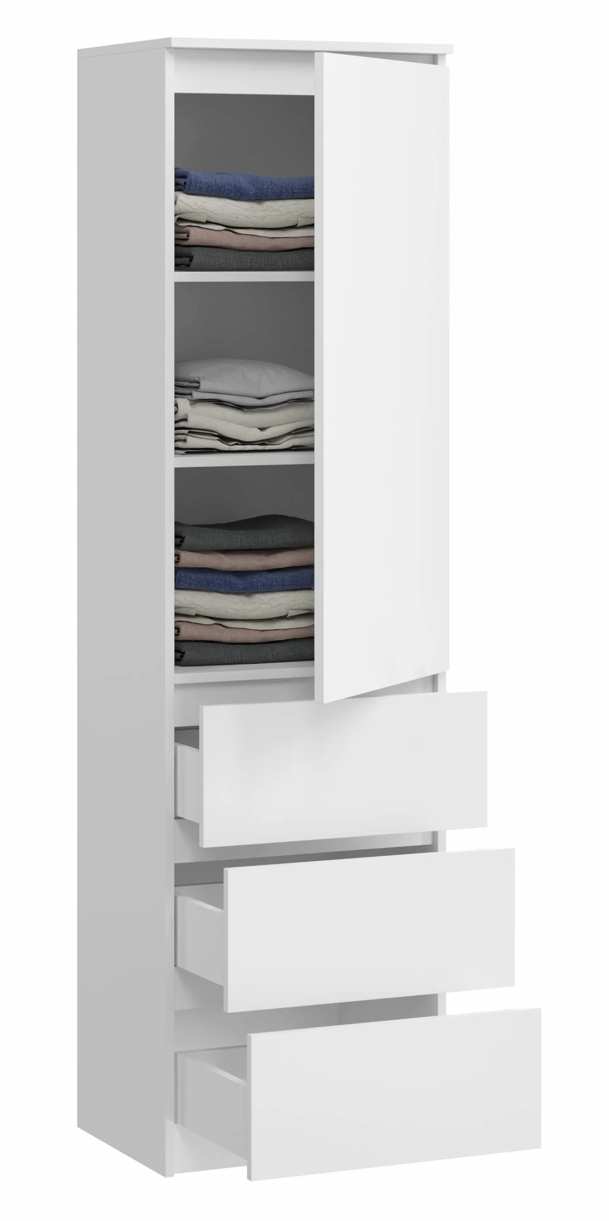 Armario Multiusos con 3 cajones 3 Compartimentos y Puertas - Armario para hogar y Oficina 180,5x50x40cm (Blanco)
