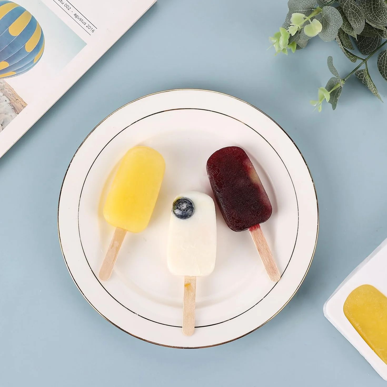 Moldes Helado Silicona Magnum Paletas sin BPA 100 Palitos Madera Natural