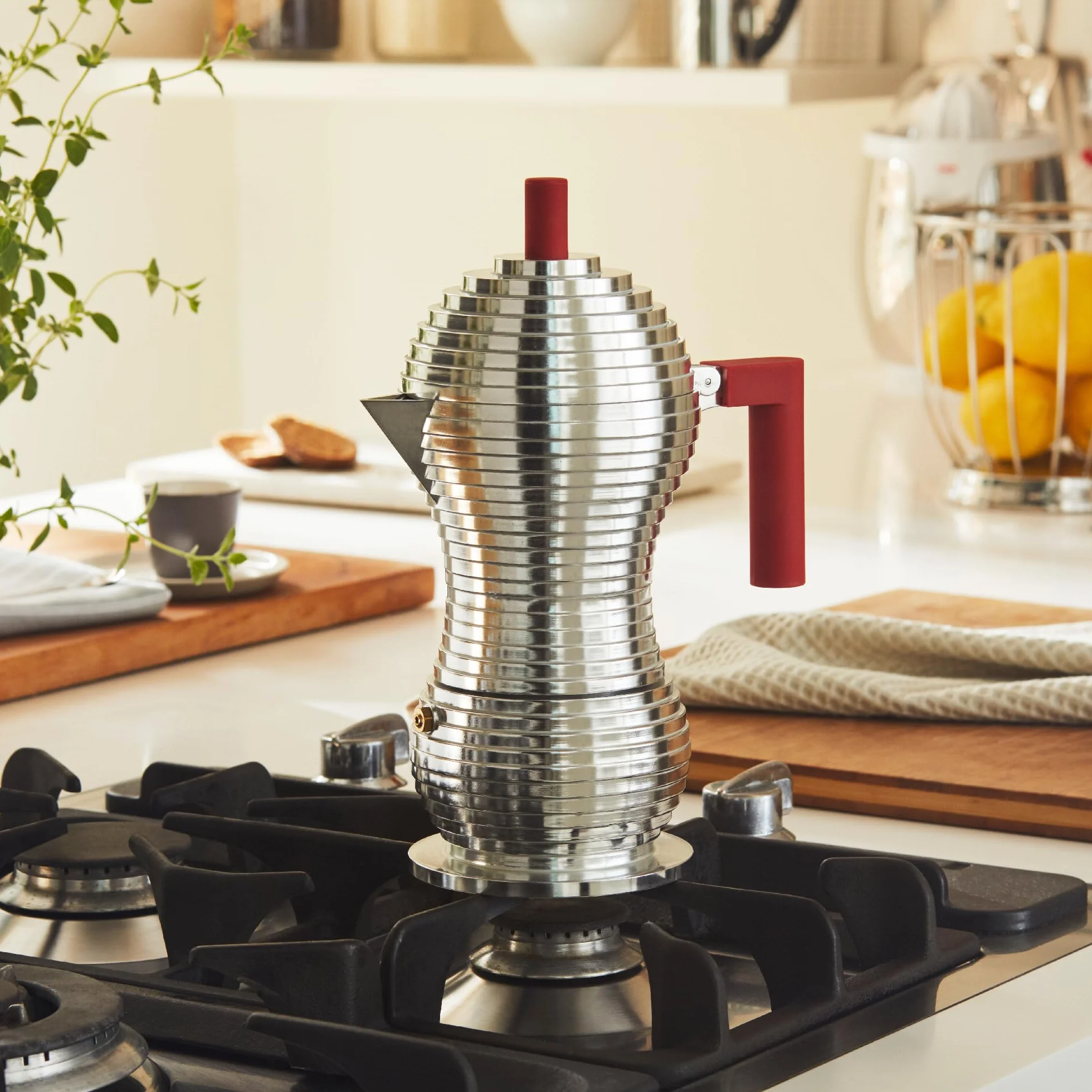 "PULCINA" CAFETERA 6 TAZAS INDUCCIÓN ROJA