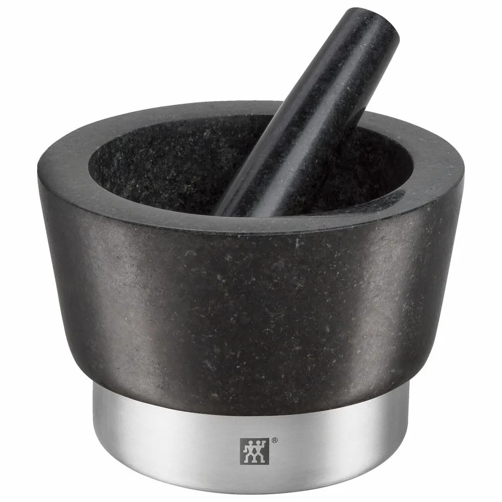 ZWILLING Mortero de especias con mazo, Altura: 10 cm, Ø 11 cm, Granito, Negro