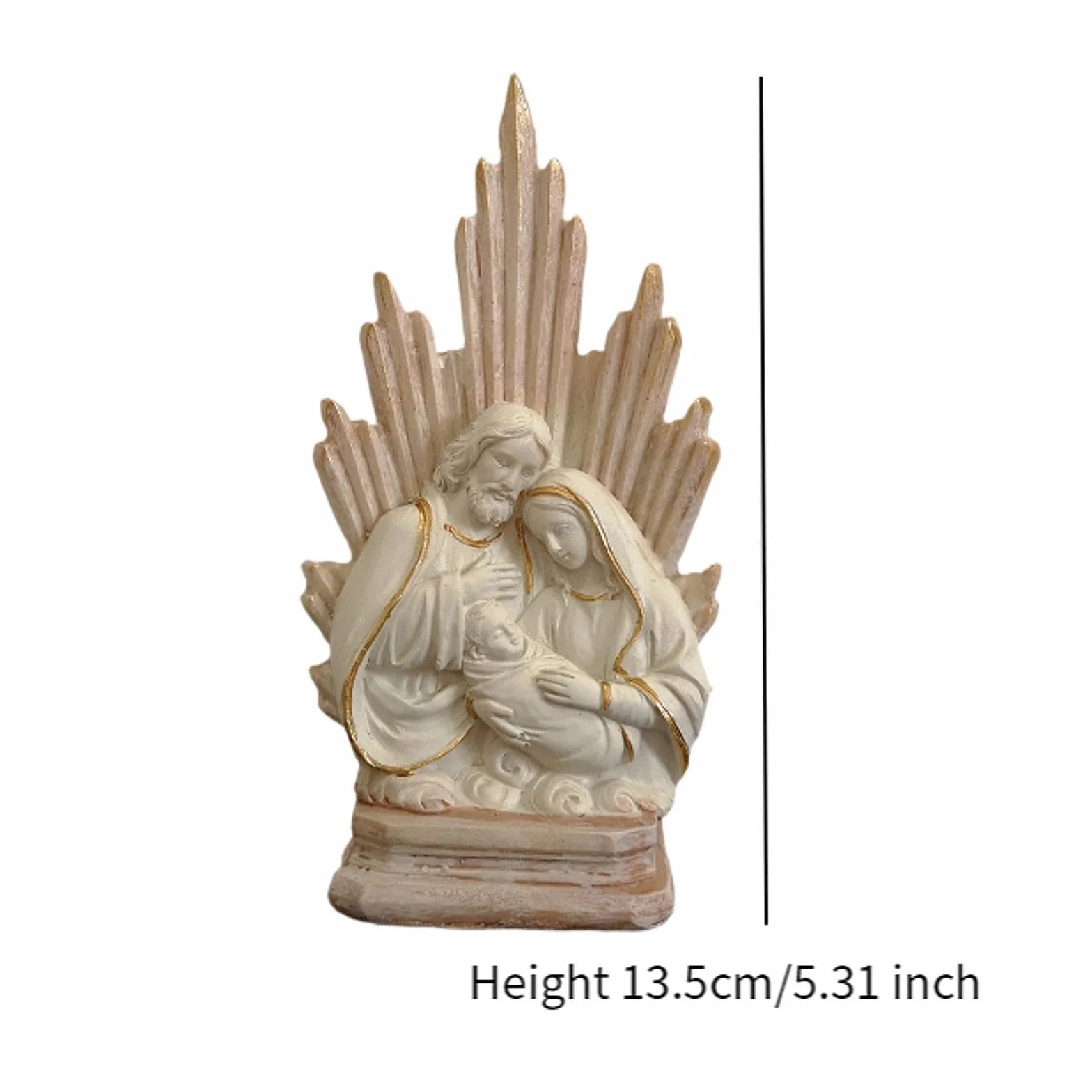 Figura Artesanal La Sagrada Familia Católica para Mesa Sala de Estar