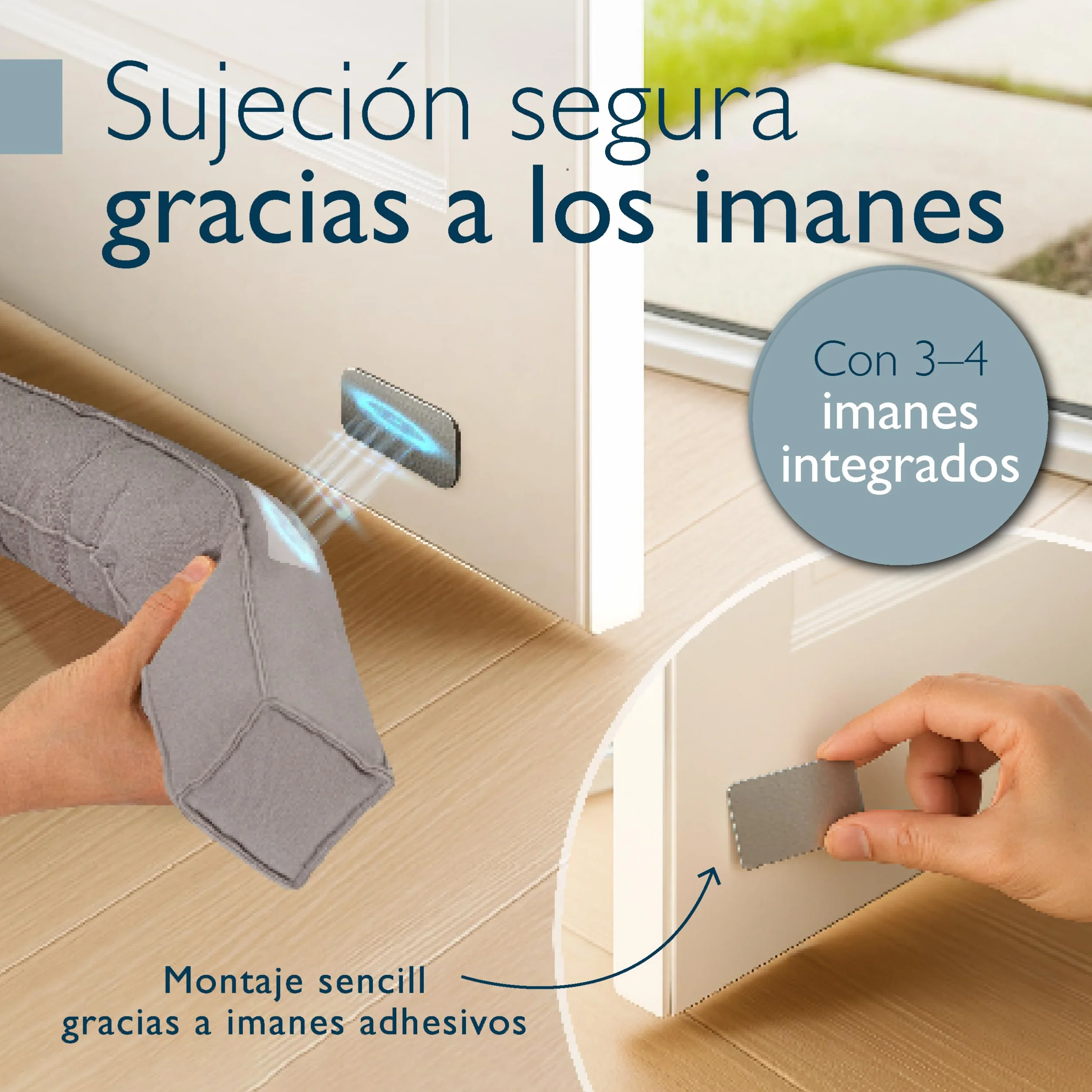 Beautissu Burlete Magnético Puerta Entrada 90 cm Gris Claro Aislante Frío