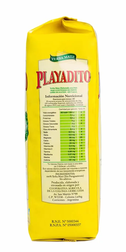 Playadito Yerba Mate Tradicional Hojas y Palos 1 Kg, Infusión Argentina Mate Suave