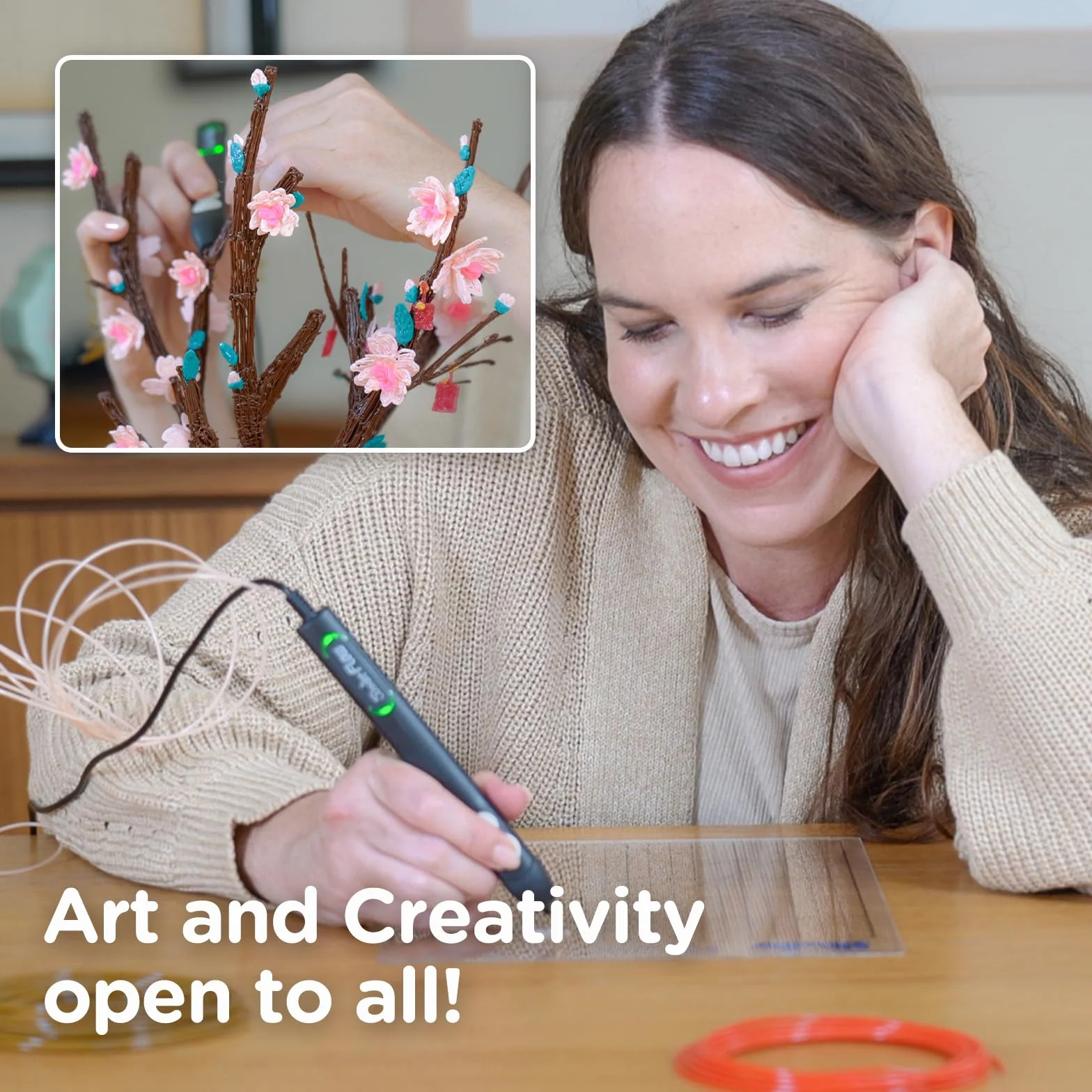 3Doodler Flow - Bolígrafo de impresión 3D para Adolescentes, Adultos y Creadores, Color Negro, con filamentos de Recambio gratuitos + Libro de Plantillas + guía de Inicio (Idioma español no