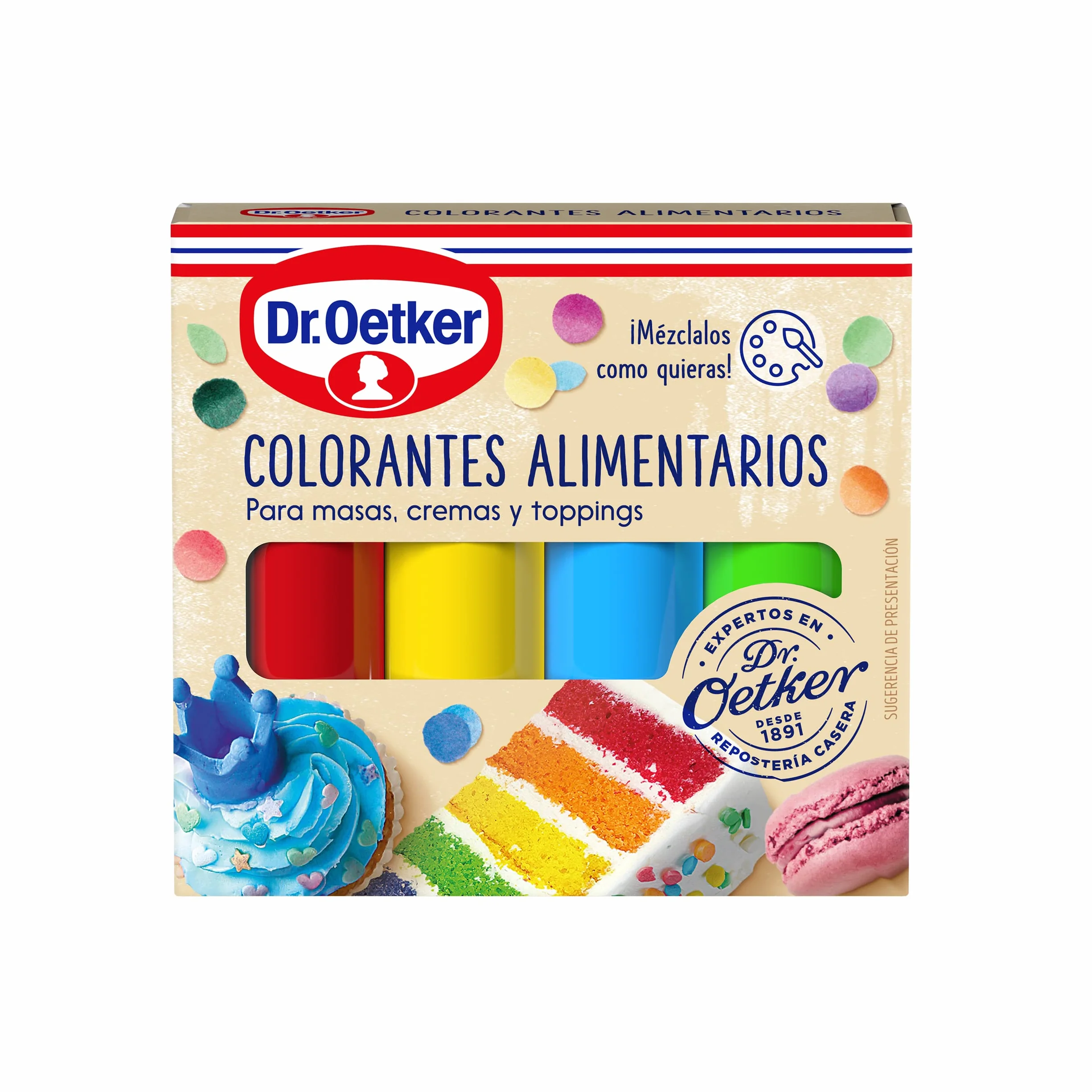 DR. OETKER Colorantes Alimentarios Pack de 4 Lápices para Pasteles, Tartas y Fondants
