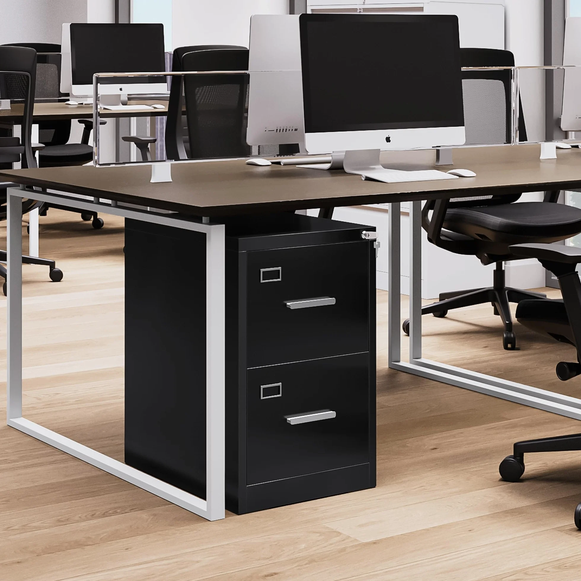 YITAHOME Archivador con cerradura con 2 cajones, archivadores de metal con tarjeta cue para A4, legal, carta, armario de oficina, armario de metal para oficina en casa, archivador colgante, negro, 62