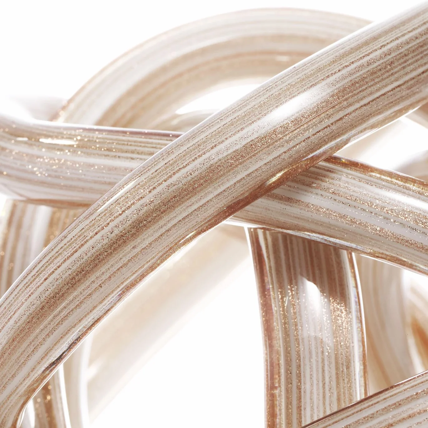 Luxury Lane Bola de cristal soplada a mano con nudo infinito Sommerso Art Orbit para decoración del hogar, centro de mesa de 4 pulgadas de alto, decoración de mesa, oro blanco