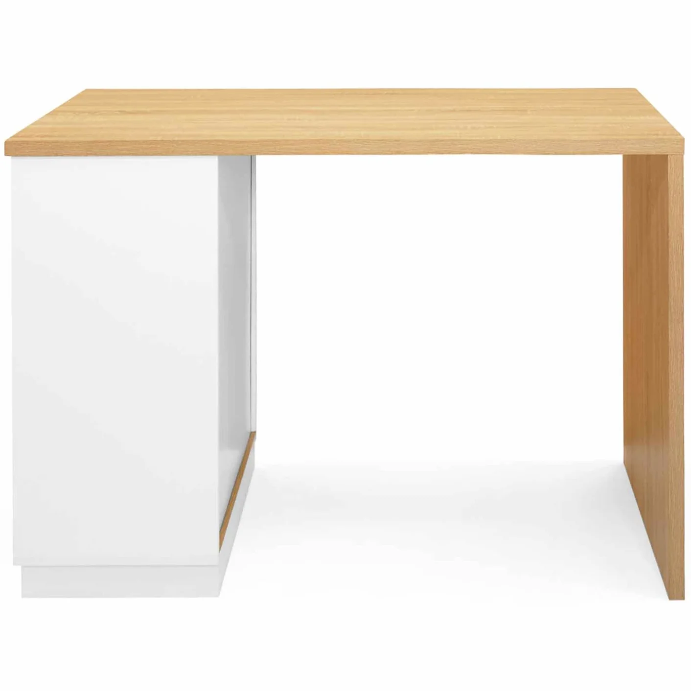 IDMarket - Isla Central Mesa Alta 4 Personas VITO 130 cm Blanco y Encimera de Madera