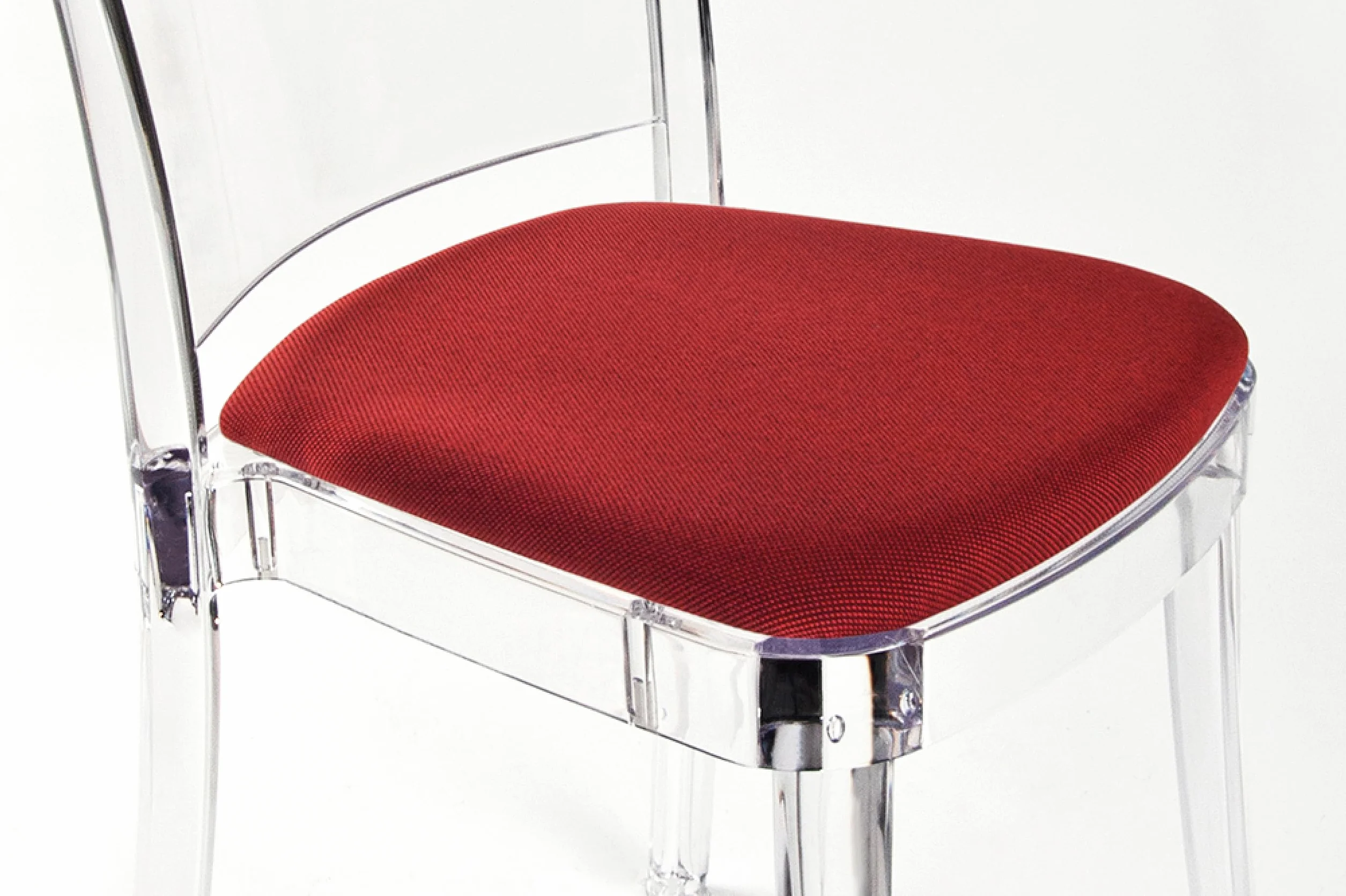 Lucienne - Silla transparente Neutro - Pack de 4 piezas - con cojín de Trevira Kat Rojo Tricolor - 16C2000