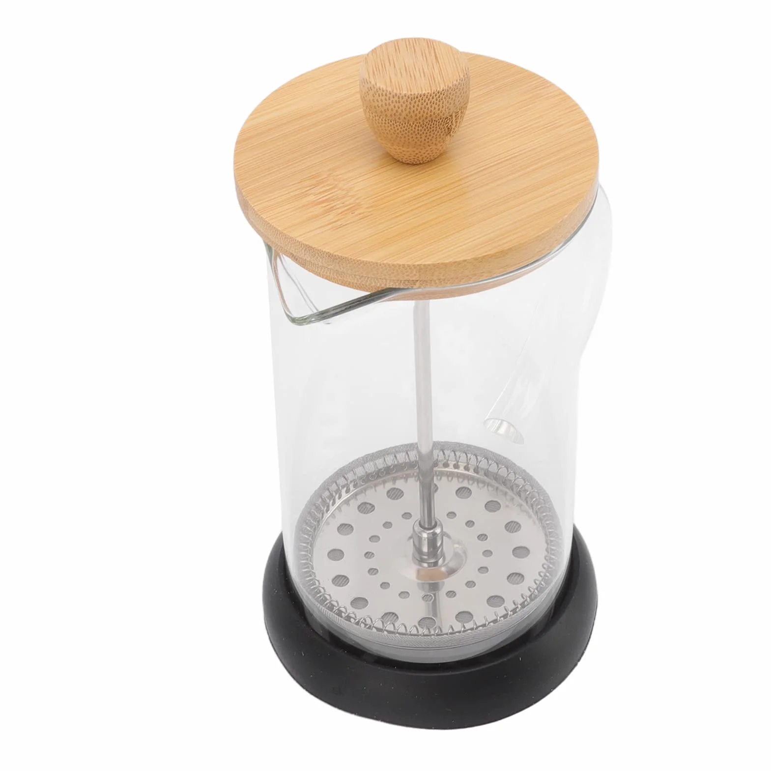Prensa Francesa Vidrio Borosilicato 350ml Tapa Bambú Filtro Manual
