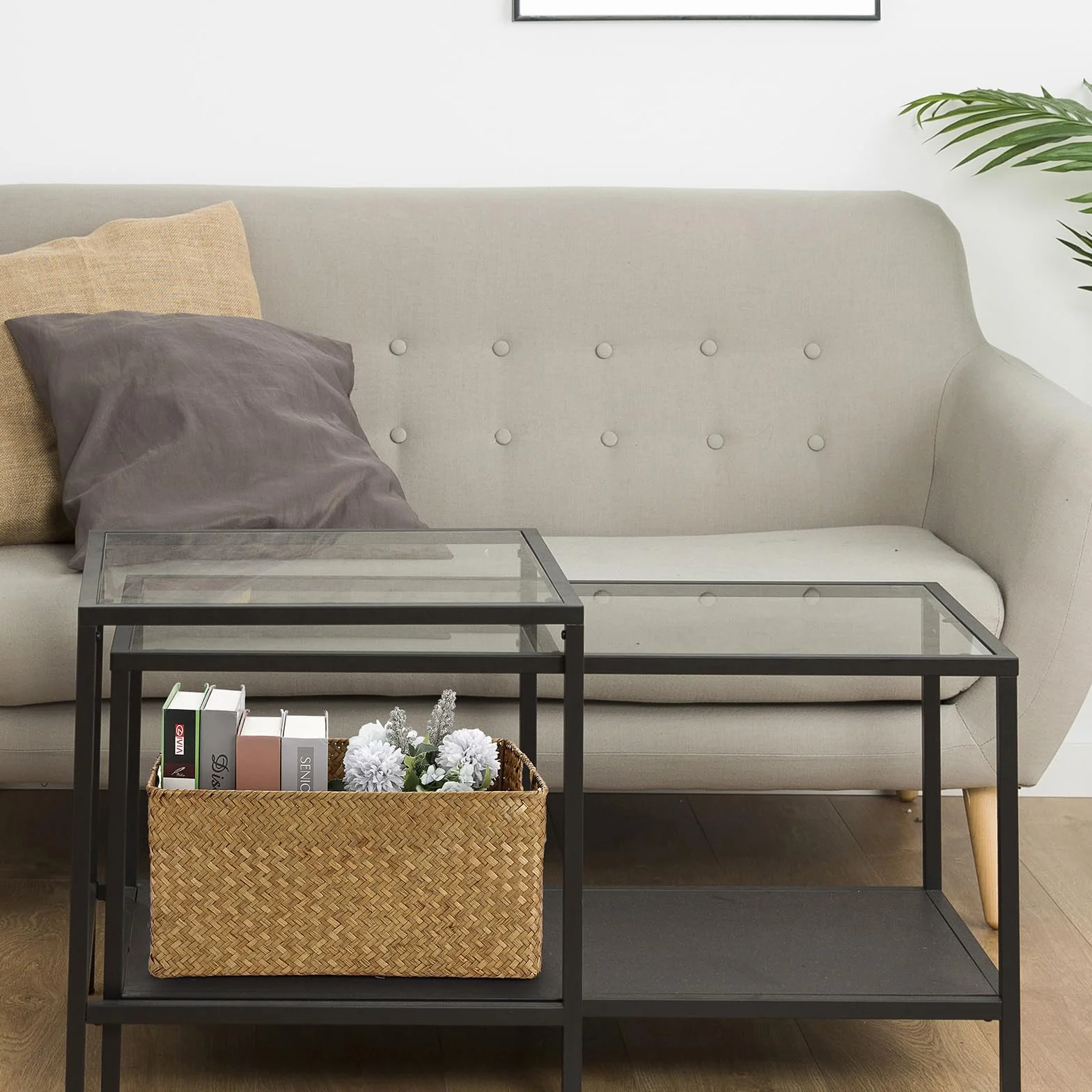 IGNPION Cesta de almacenamiento abierta de mimbre trenzado rectangular para baño, estantes y escritorios, cesta de almacenamiento multiusos (caramelos, grande)