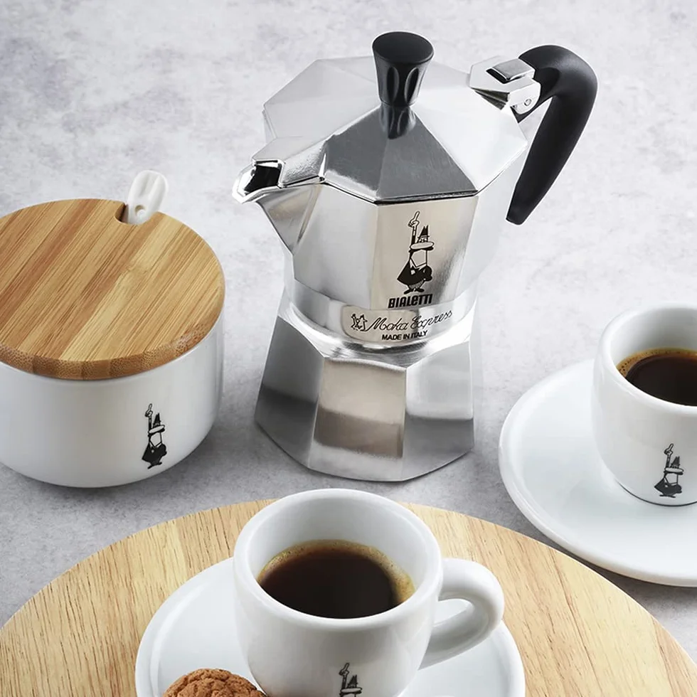 Bialetti Moka Express 3 Tazas Cafetera Italiana Espresso Aluminio Plata 130 Ml