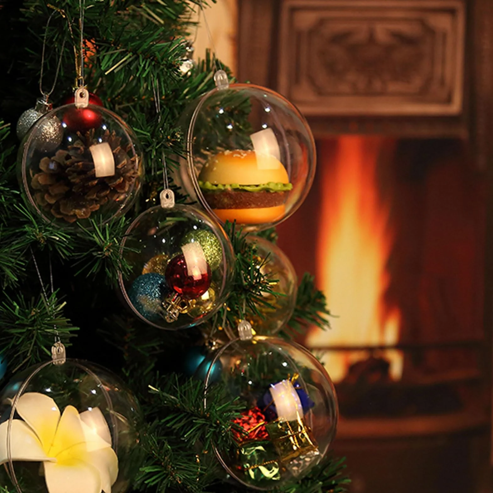 Bolas de Navidad Acrílico Transparente 8cm 20 uds para Decorar Árbol Navidad