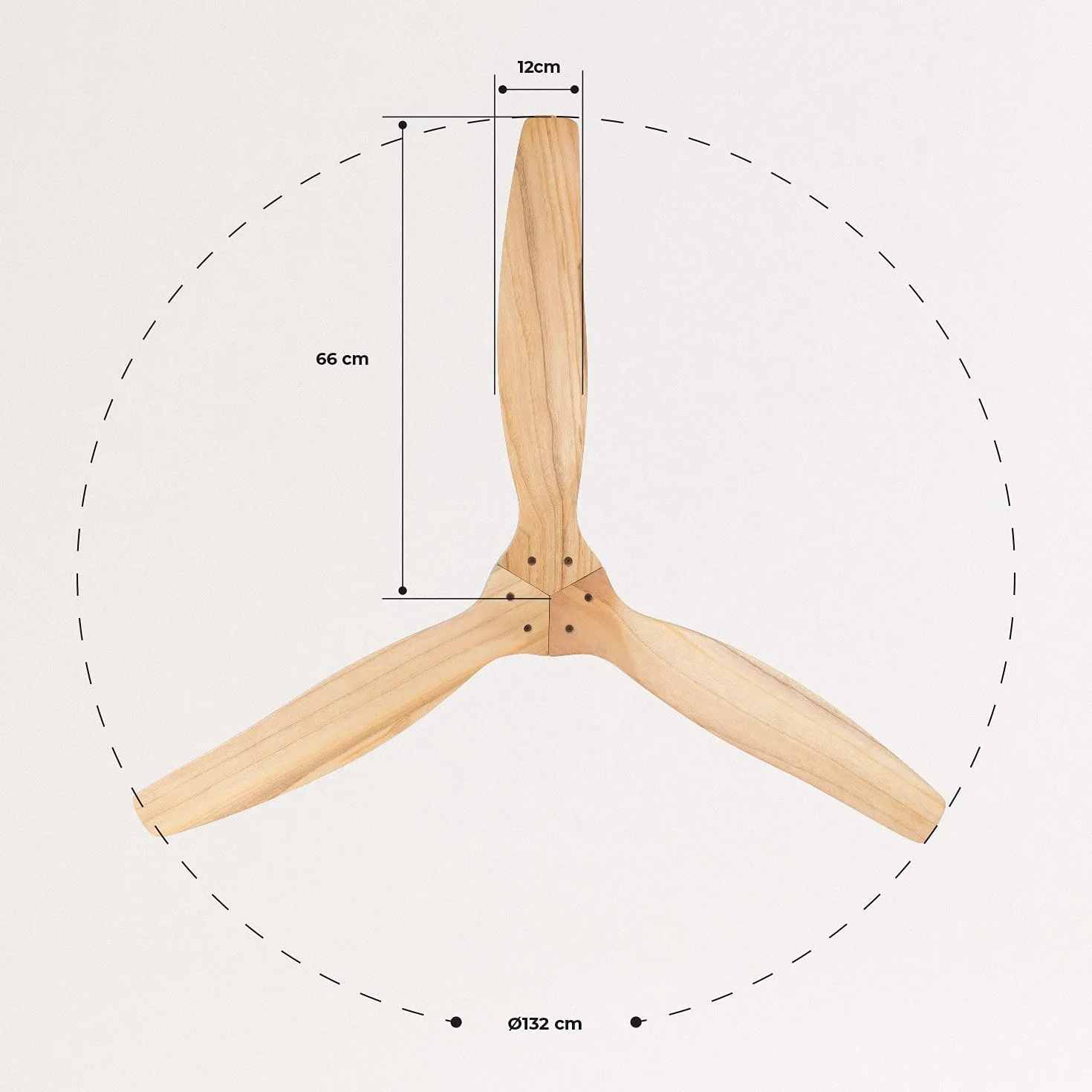 CREATE/WINDCALM/Ventilador de techo ABS blanco aspas efecto madera clara con Wifi y mando / 40W, Silencioso, Ø132 cm, 6 velocidades, temporizador, función verano-invierno