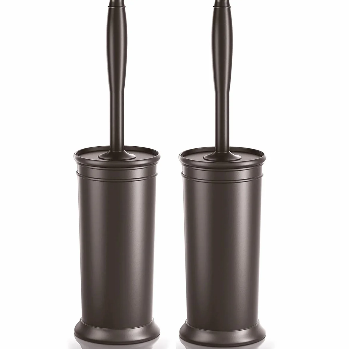 Escobilla de Inodoro y Soporte, 2 Unidades, Cepillo para Inodoro con Mango extralargo, Limpiador de Inodoro y Soporte Cubierto, cepillos de Inodoro para Ahorrar Espacio, Cepillo Cubierto, Duradero,