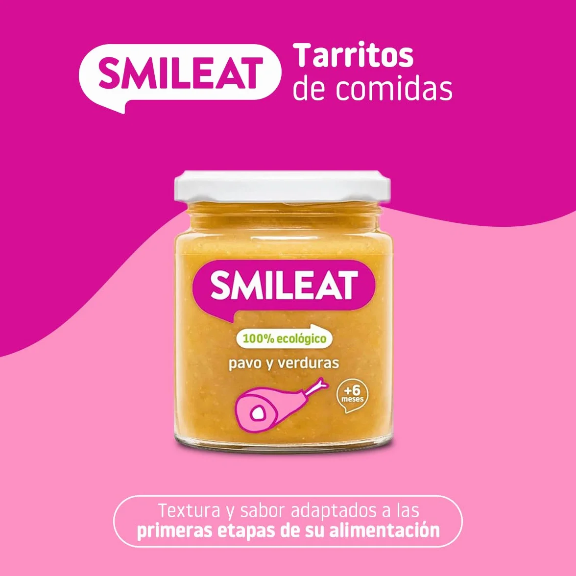 Smileat Tarrito infantil Pavo y Verduras 230g +6 Meses Sin Azúcar ni Sal Añadido