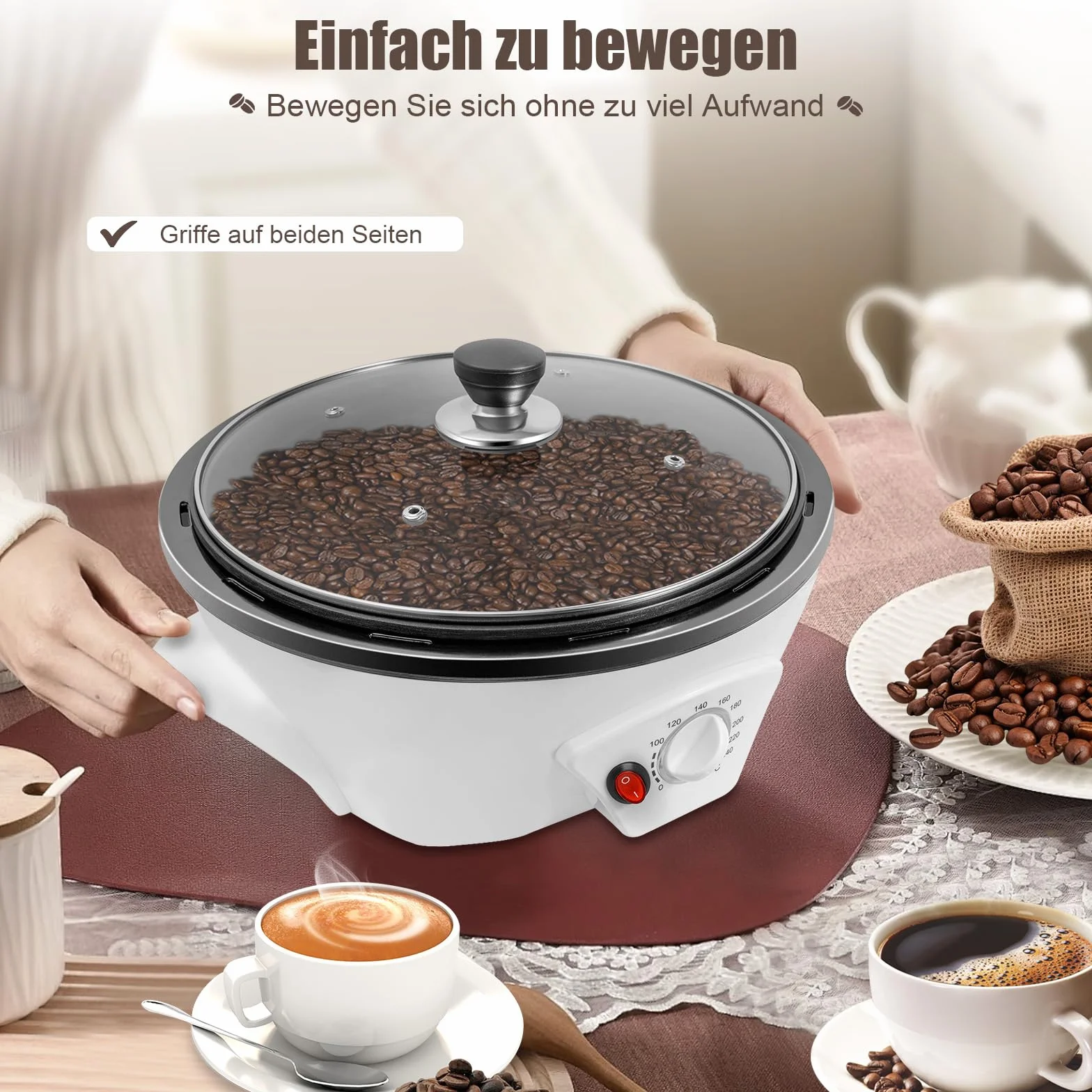 Tostador de café eléctrico 500 g profesional granos frutos secos semillas temperatura ajustable temporizador