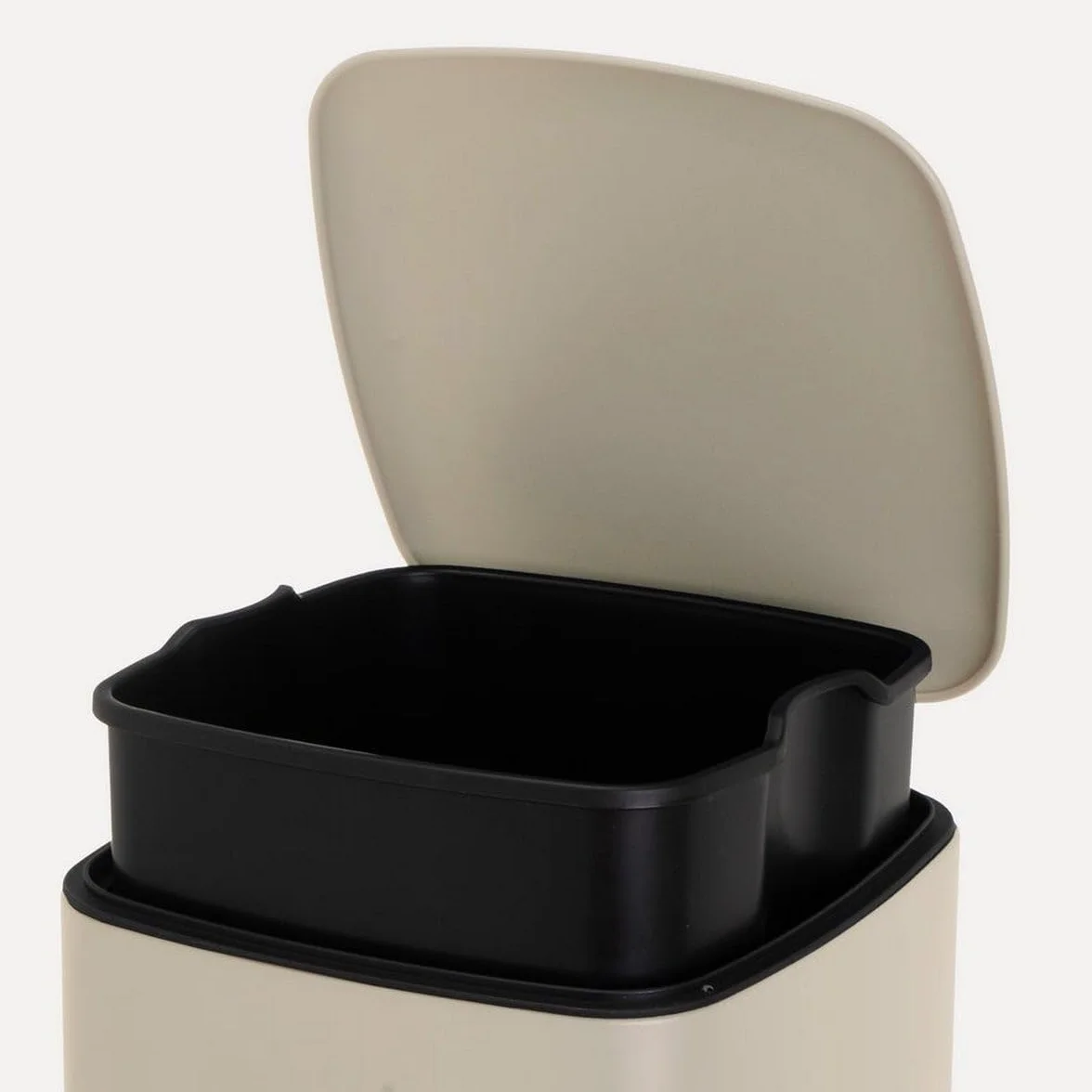Cubo de Basura Metálico 20L Beige Mate Antihuellas 37x27x45 cm con Pedal y Cierre Suave
