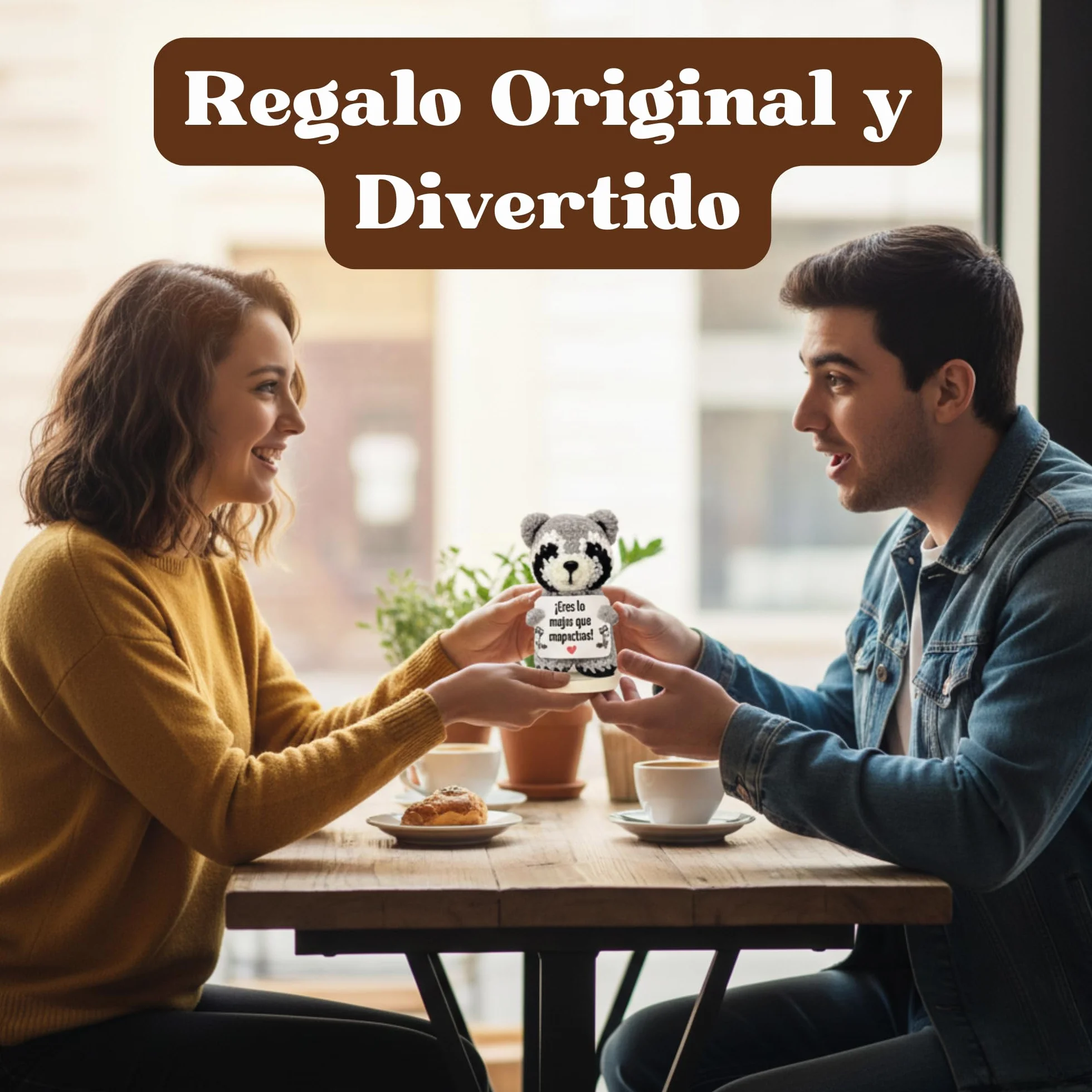 EQUIK PRODUCTS Mapache de Ganchillo – Regalo Aniversario para Pareja, Novia o Novio | Regalo Romántico y Divertido, Detalle Original de San Valentín, Cumpleaños, Sant Jordi (Mapache)