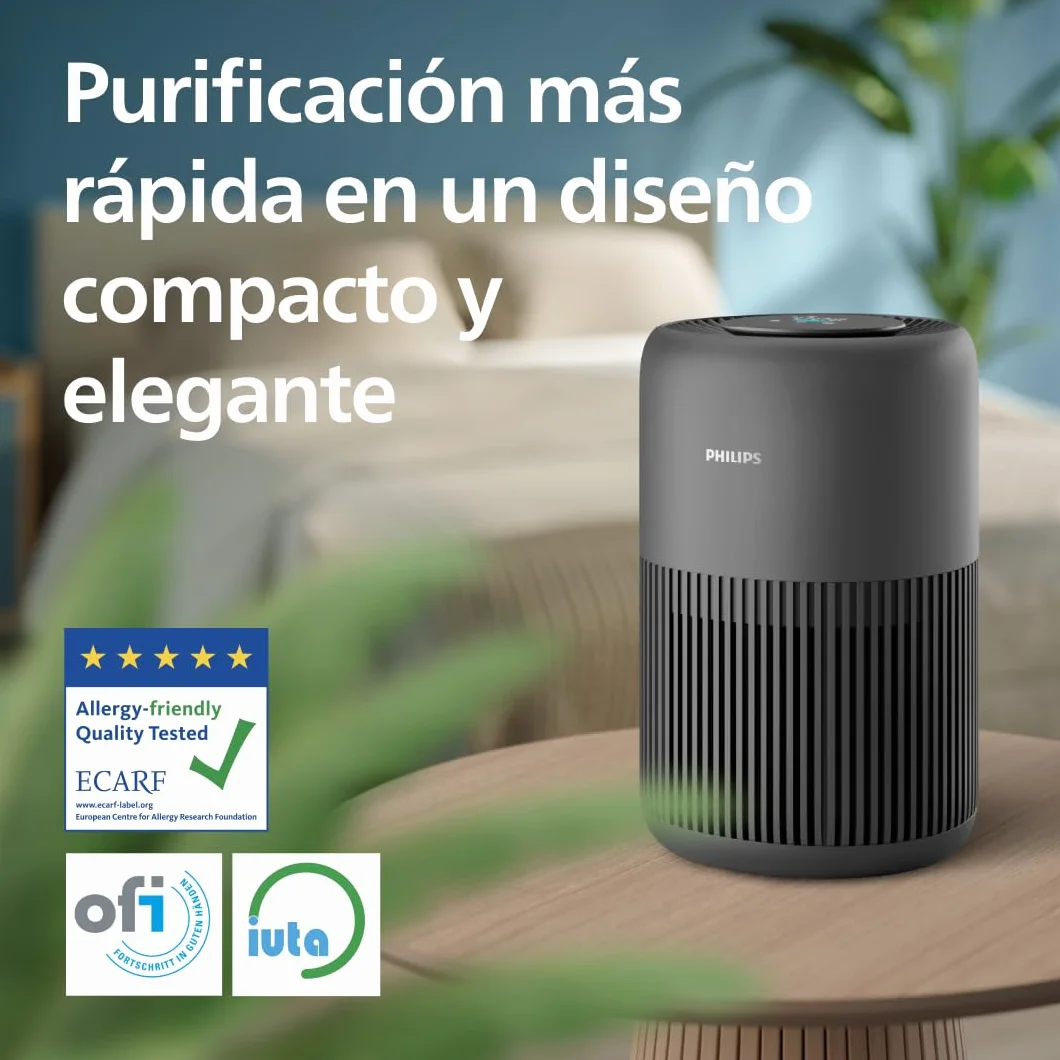Philips Serie 900 Purificador de aire HEPA NanoProtect Filtro carbón activo CADR 250m³/h 65m² AC0951/13