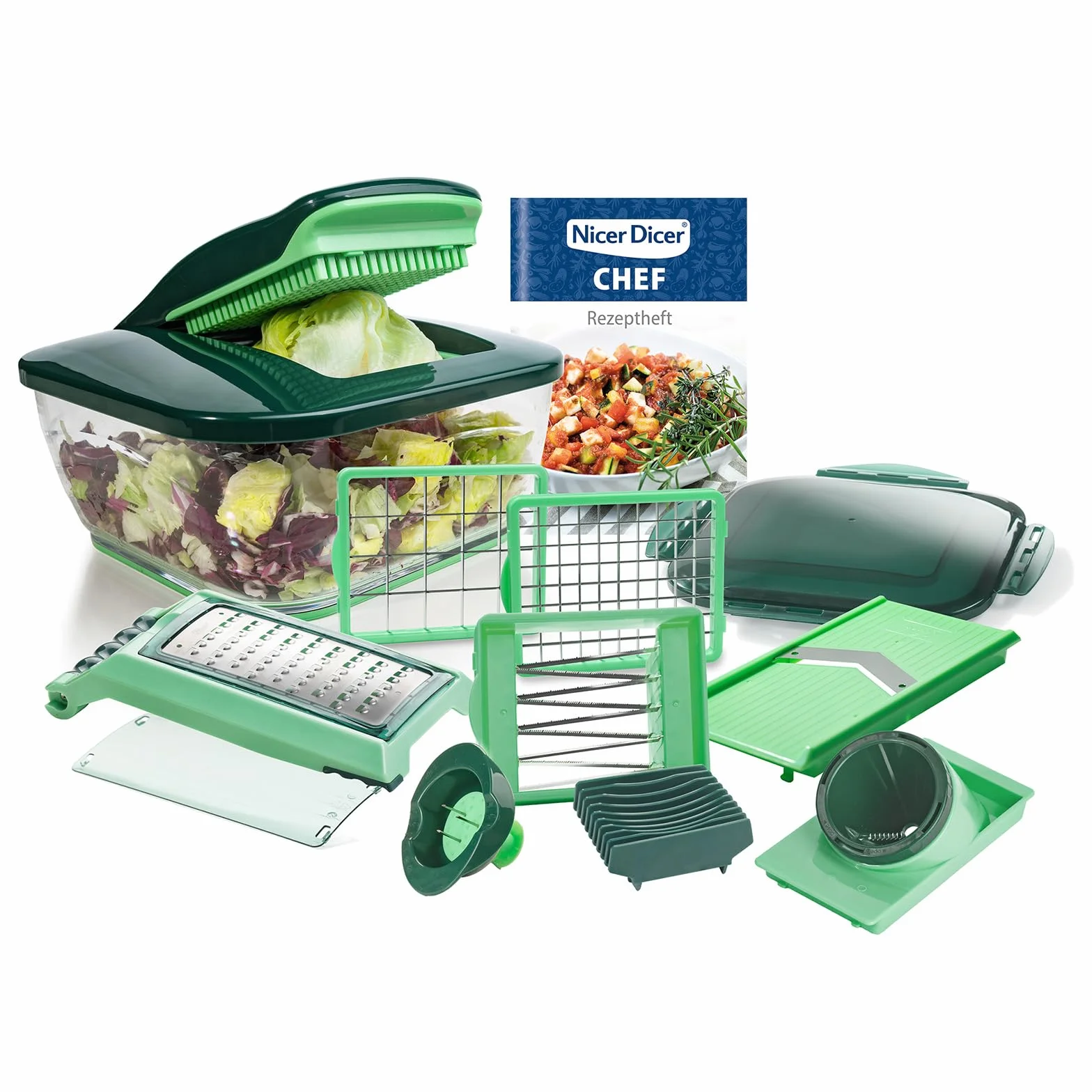 NICER DICER DICERCHEF01 La nueva versión Chef para aún más diversión cocinando sana y rápidamente, color verde