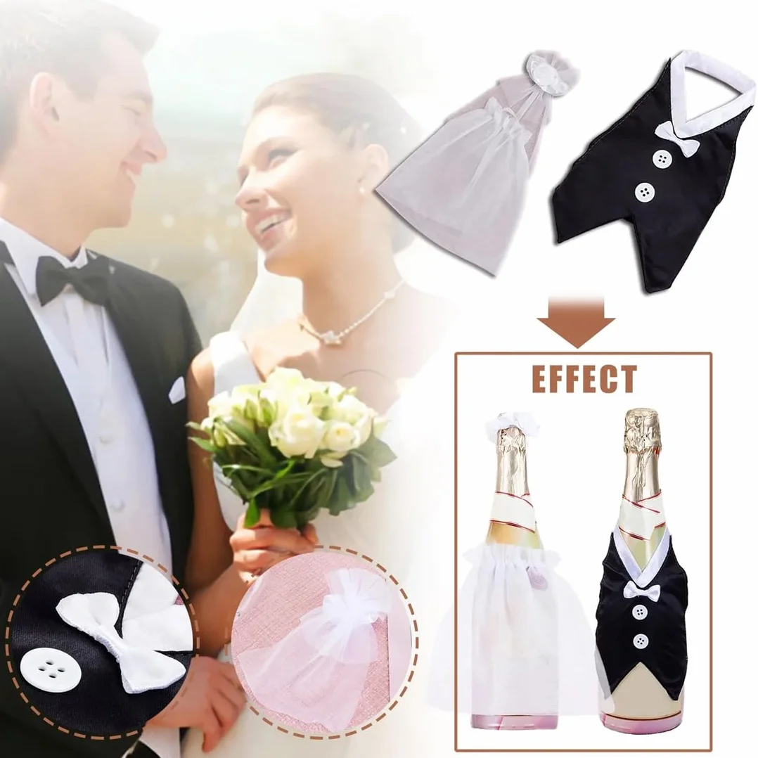 GXGM 2 piezas juego de botellas de vino decoración de boda para parejas