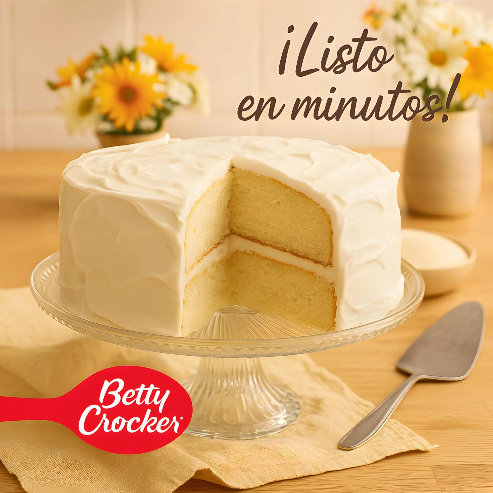 Betty Crocker Velvety Vanilla Mezcla para Pastel de Vainilla, 12 Porciones