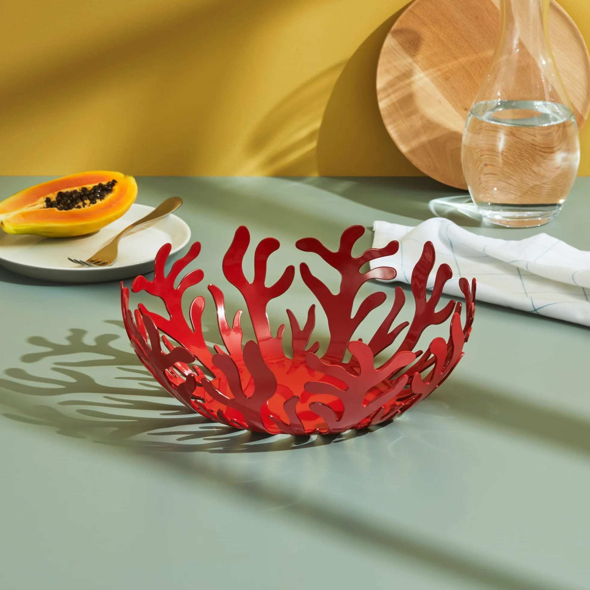Alessi ESI01 29 R o - Frutero de acero, color rojo, Ø29cm