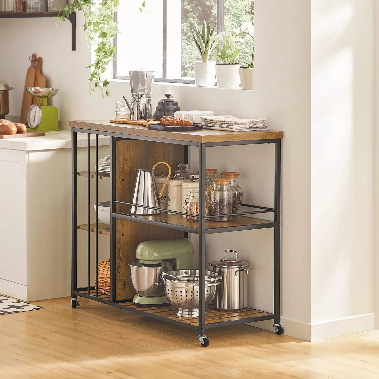 SoBuy Carrito de Servicio Camarera con Ruedas Multiusos con 5 Estantes 110 x 45 x 92 cm SVW18-II-F ES