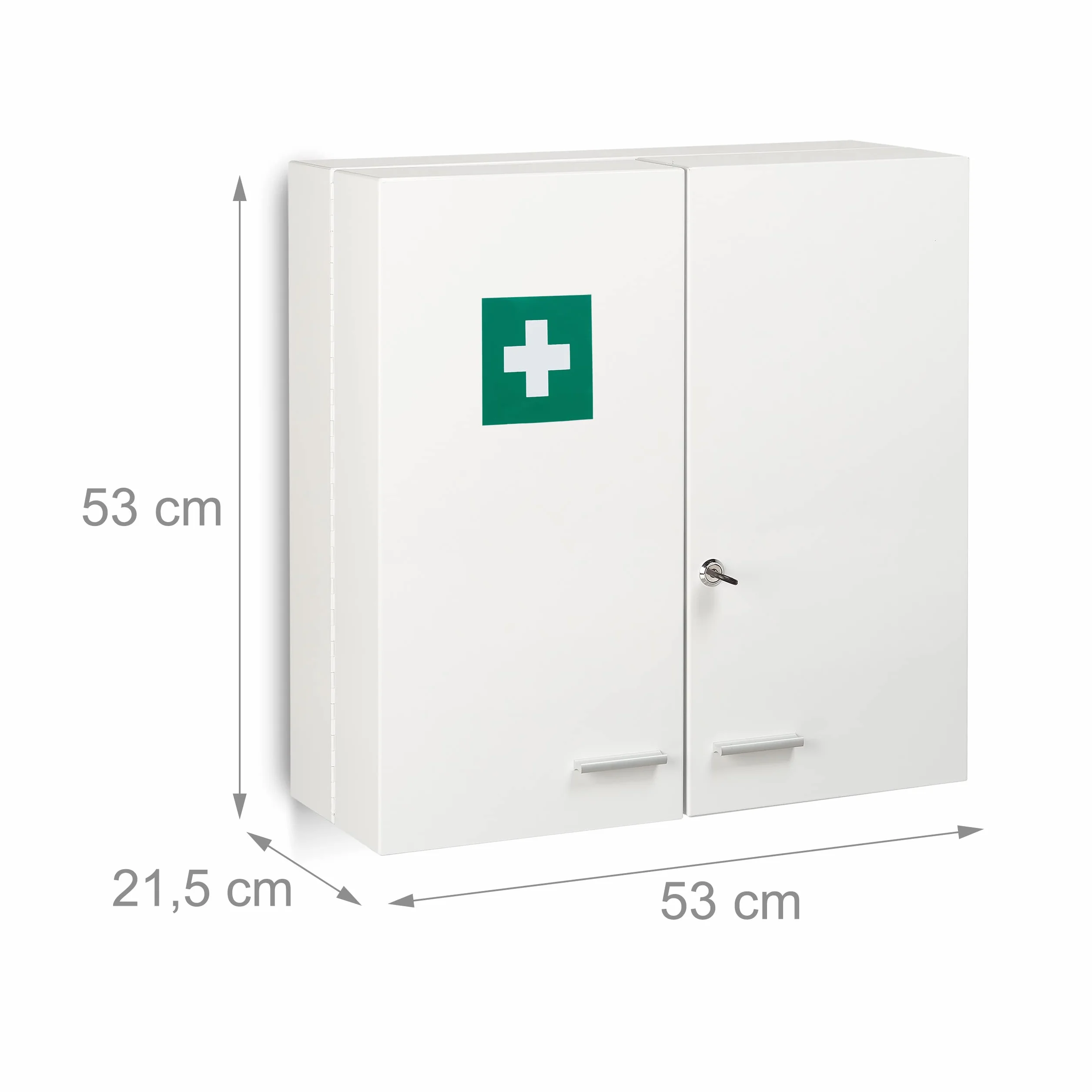 Relaxdays Armario Botiquín Acero con Cerradura 11 Compartimentos 53x53x21,5cm Blanco