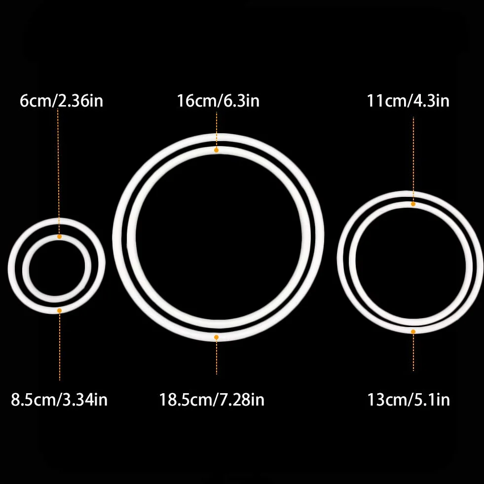 EQLEF Aro Atrapasueños Grande, 6 Piezas de plástico Dream Catcher Hoop Plastic, Anillo Redondo Blanco de macramé para tamaños DIY Crafting-6