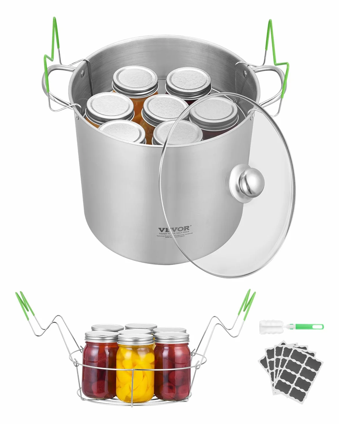 VEVOR Olla para Conservas Acero Inoxidable 352x355x362 mm Inducción Gas Eléctrica