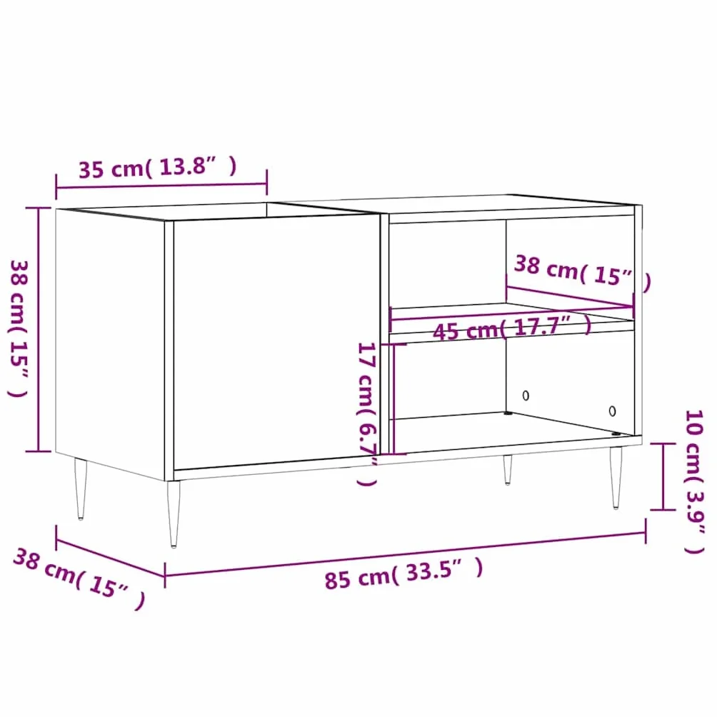 vidaXL Mueble de Discos Madera de ingeniería Roble Sonoma 85x38x48 cm