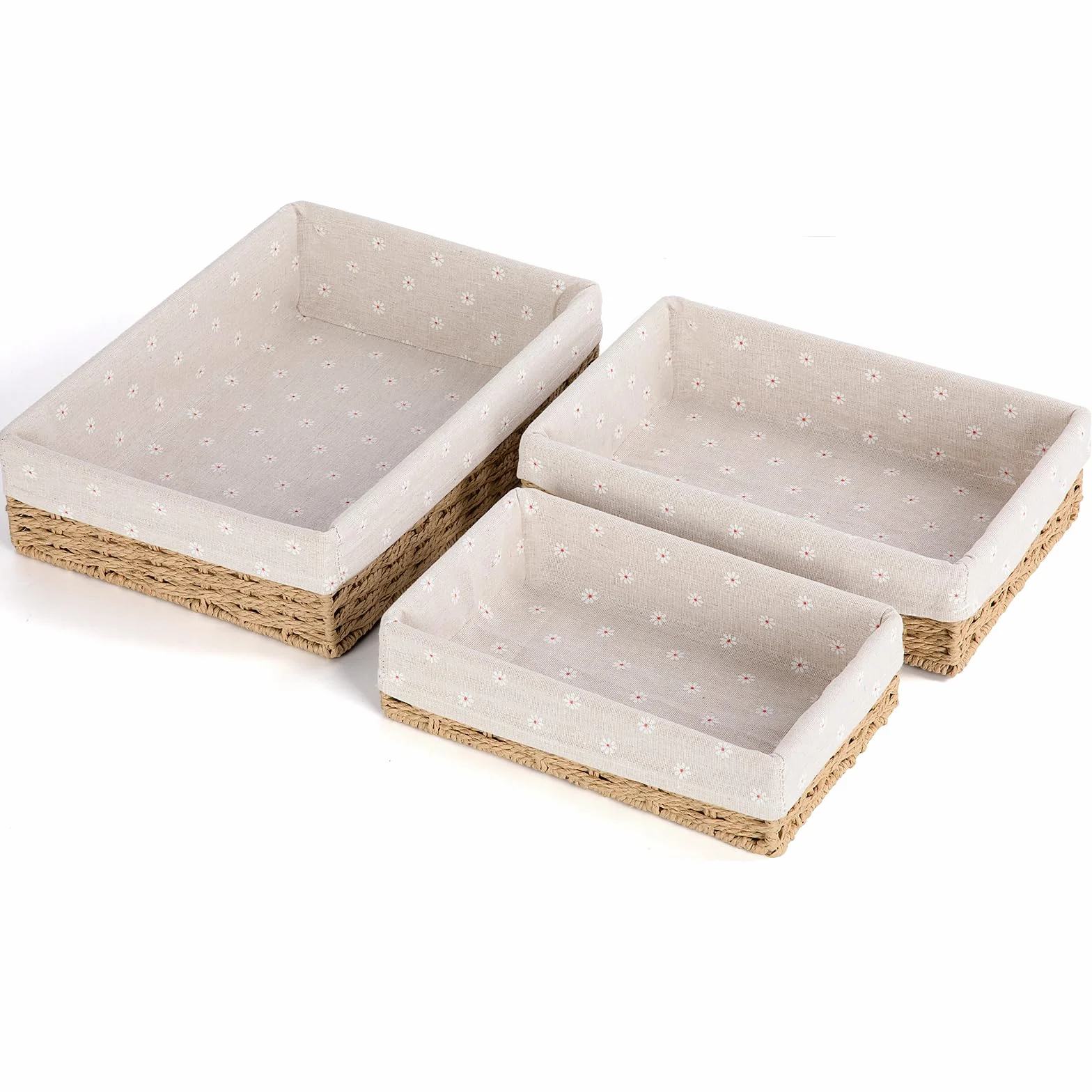 FoiiLiio Cestas de Almacenamiento Trenzadas Juego de 3, Cesta de Almacenamiento de Juguetes Cesta de baño Cambiador Trenzado cesta organizadora Cesta de la Habitación de los Niños (Beige)