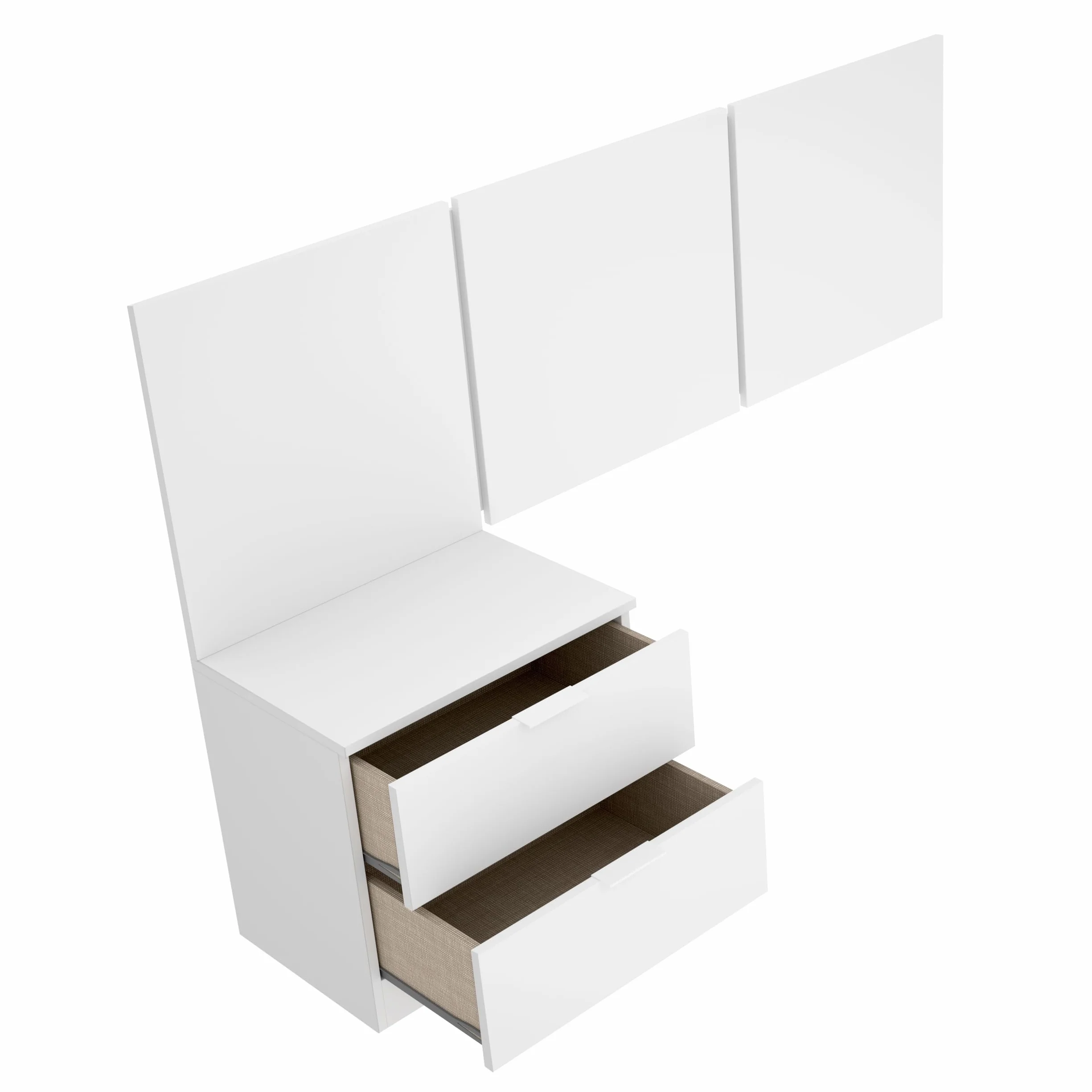 DEKIT GRUPO RIMOBEL BITO PACK - Conjunto de cabezal con mesita de dos cajones y mesa escritorio - BLANCO