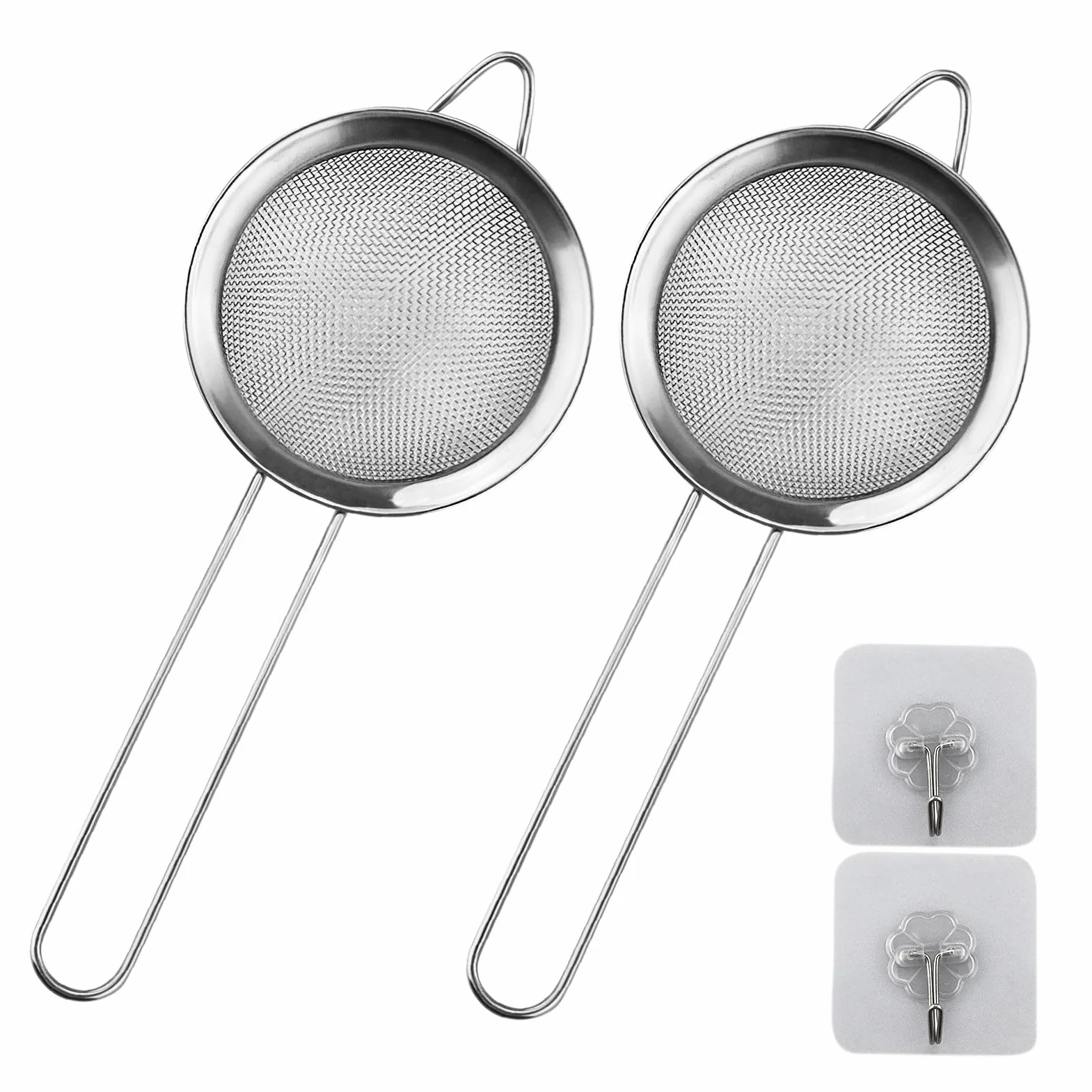 Juego de 2 coladores de acero inoxidable 8 cm colador de té con ganchos