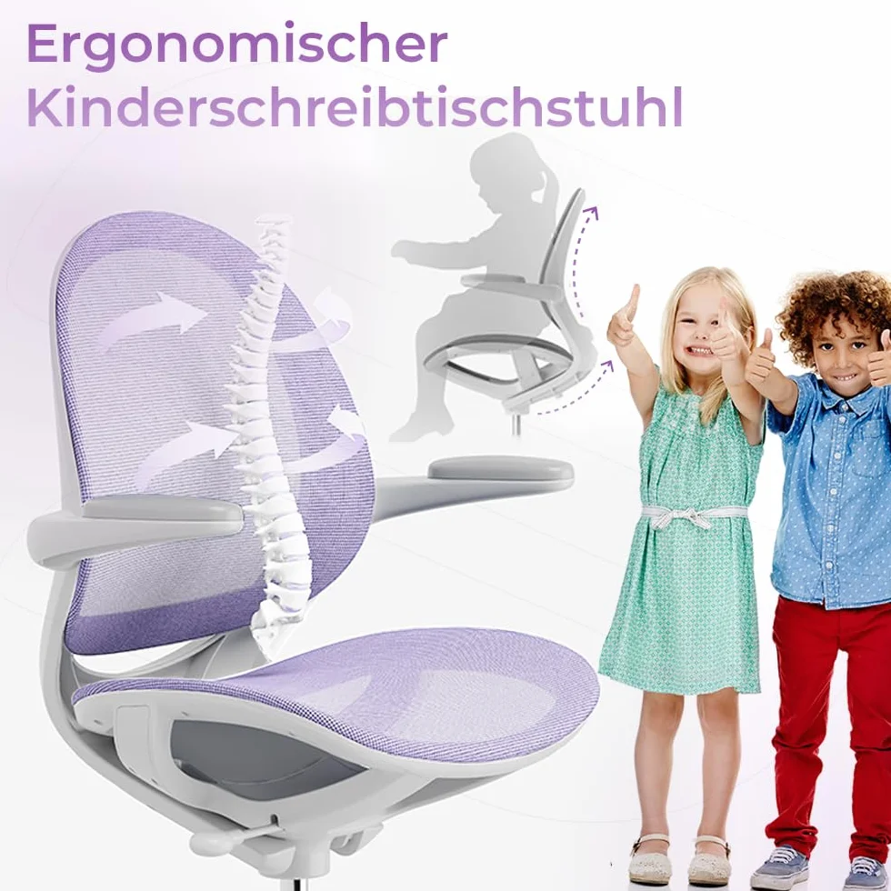 Spacetronik Silla de escritorio para niños – Silla de oficina infantil con reposapiés y reposabrazos ajustables – Silla de escritorio ergonómica para niños de 5 – 14 años de edad – 82,5 – 90 cm de