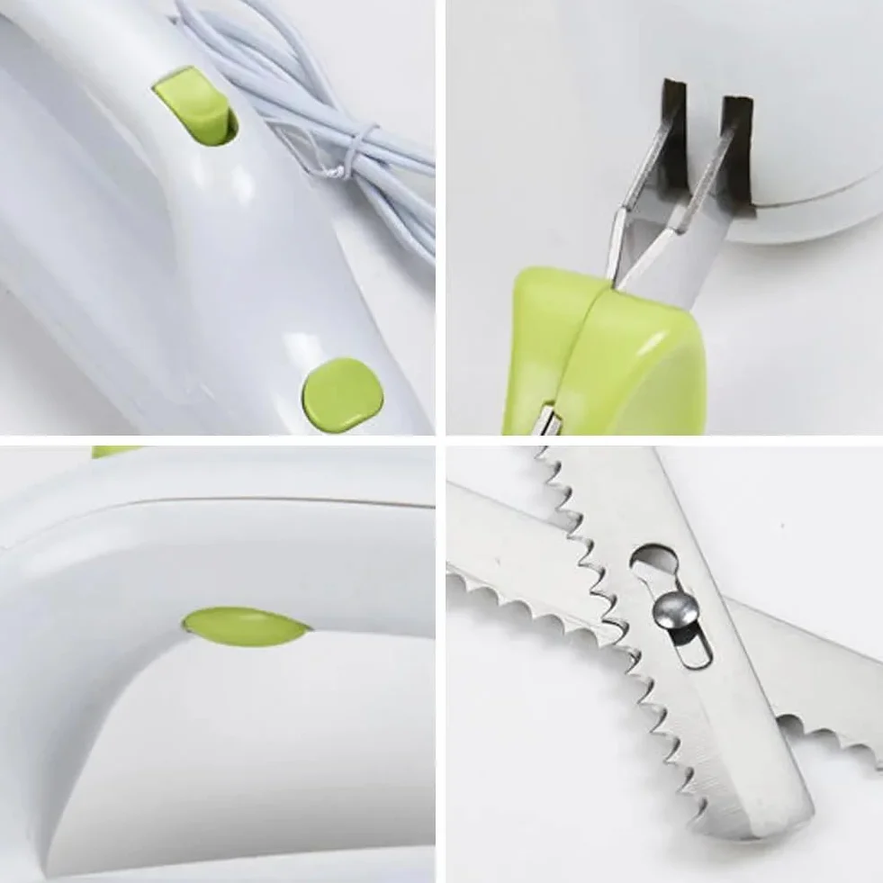 YUYTE Cuchillo eléctrico de cocina, cortador de carne congelada, pan, queso, verduras y frutas, con cuchillas dobles de acero inoxidable y cuerpo de ABS