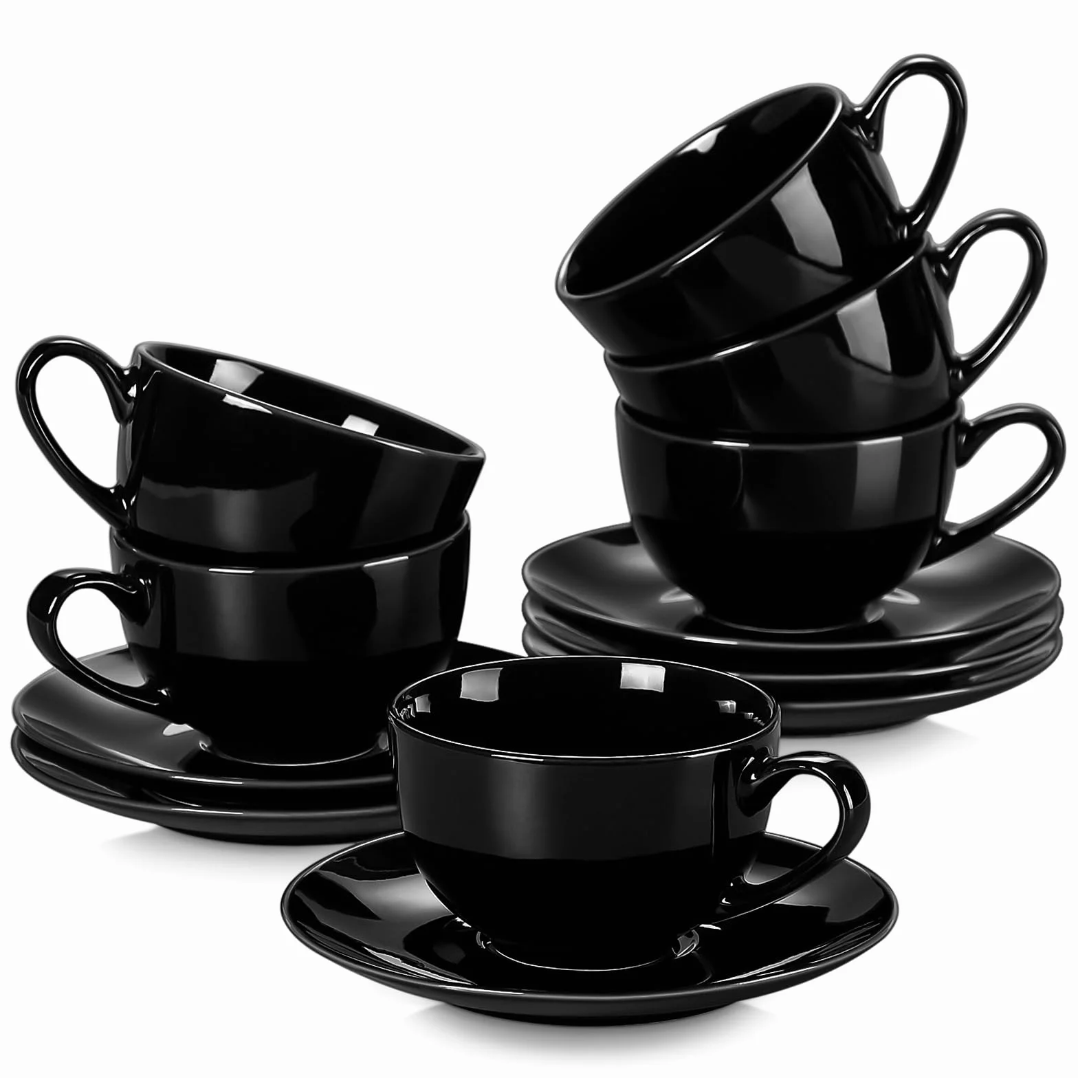 Lovecasa, serie dulce, té de porcelana para 6 personas, taza de capuchino, 230 ml + platillo